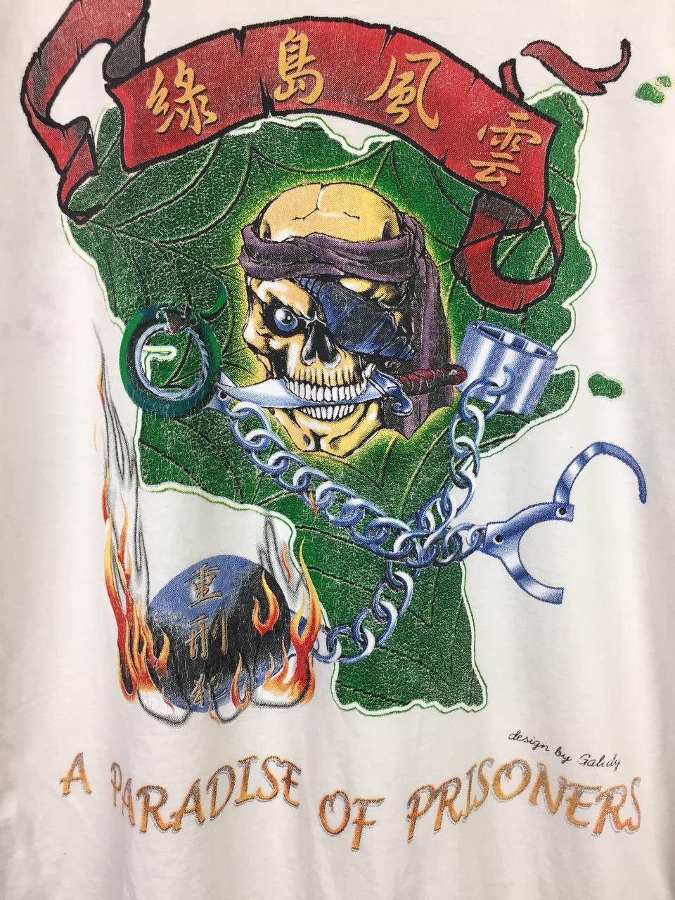Vintage Vtg Green Island Taiwan A Paradise of Prisoners Graphic Tee Size US L / EU 52-54 / 3 - 4 Thumbnail