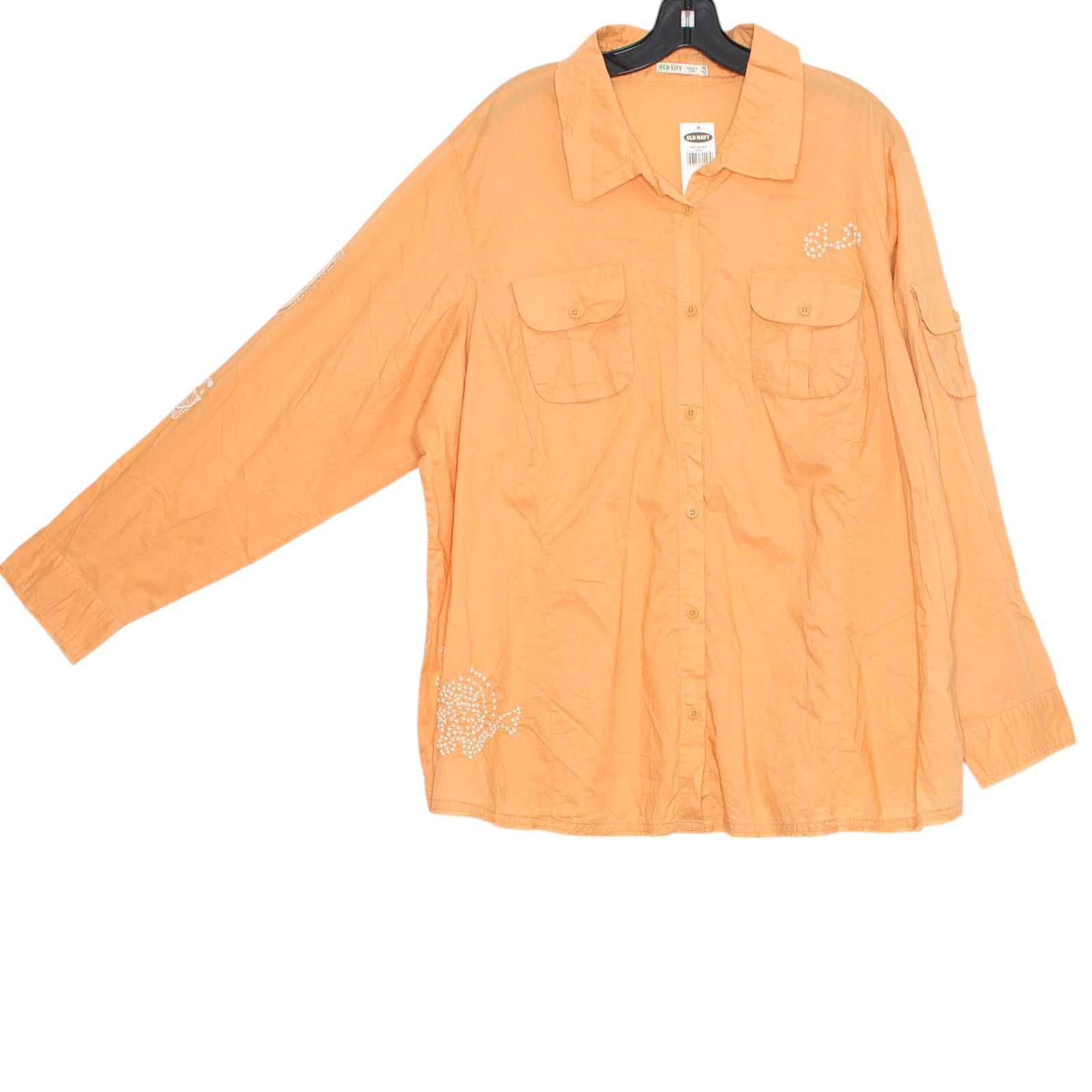 Old Navy NWT Old Navy Y2K Embroidered Button Up Top Orange Boho 3X Size 3XL / US 20-22 - 2 Thumbnail