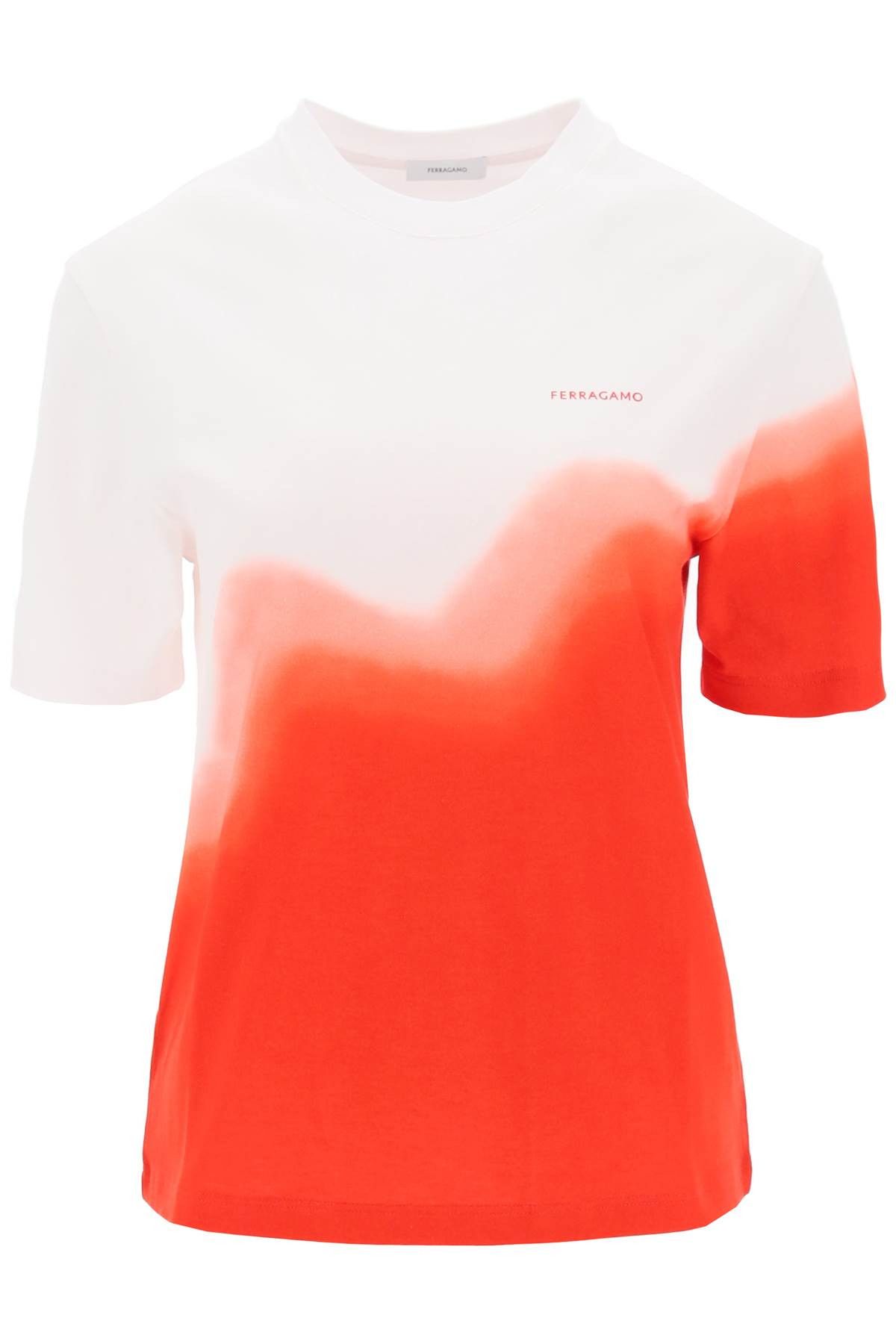image of Salvatore Ferragamo Ferragamo Tie-Dye T-Shirt in White Red, Women's (Size Small)