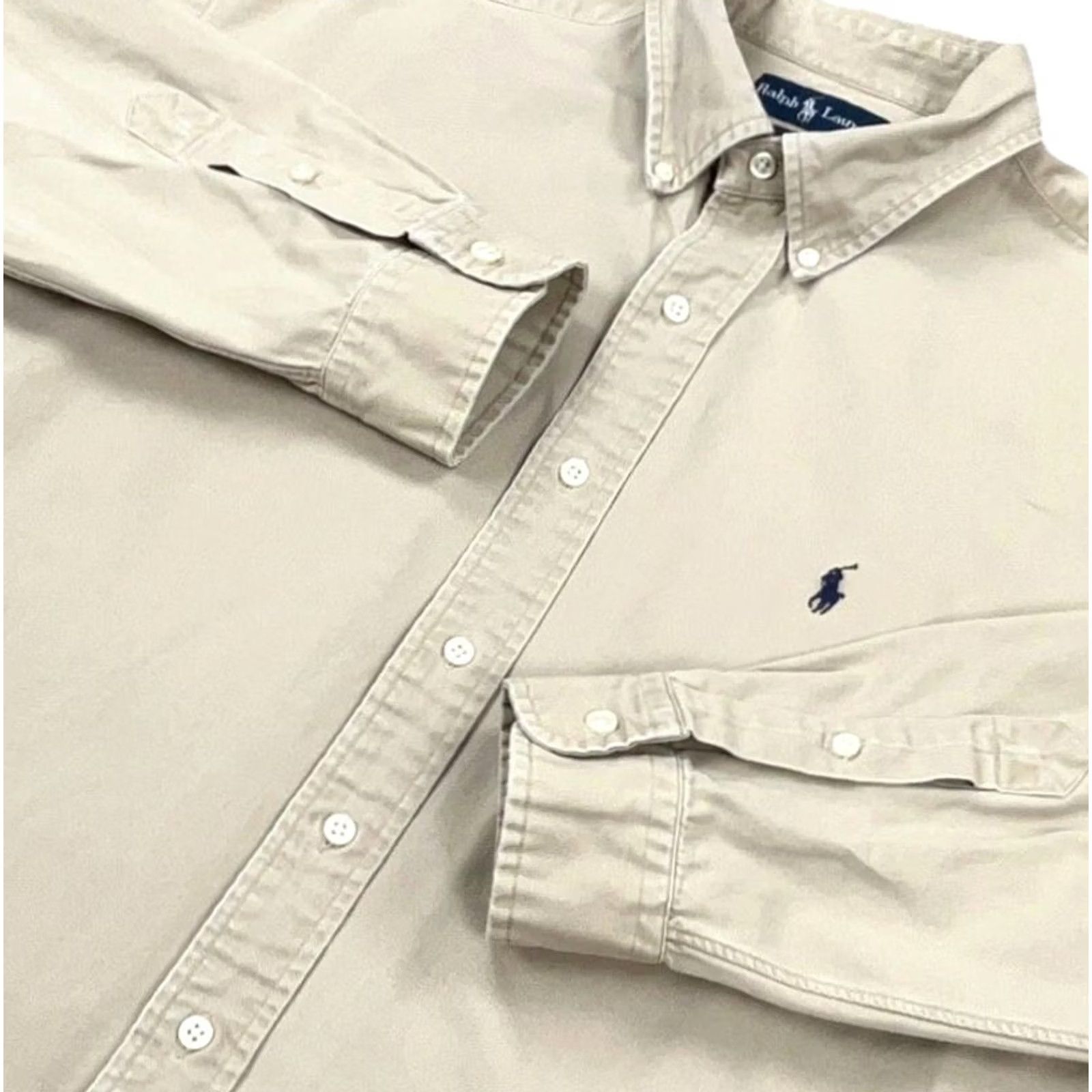 Ralph Lauren Ralph Lauren Shirt Men XL Tan Brown Button Up Twill Denim VTG Y2K Button-Front Casual Classic Size 46R - 2 Thumbnail