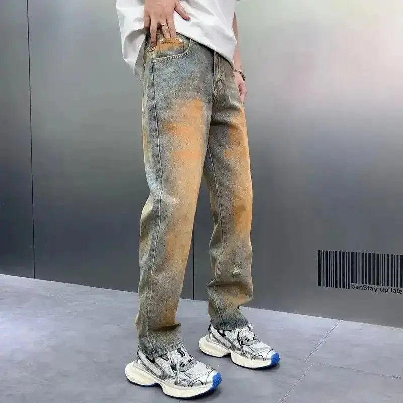 Japanese Brand Hand Painted Men's Wide Leg Pants Monkey Washed Loosen Denim Size US 32 / EU 48 - 2 Thumbnail