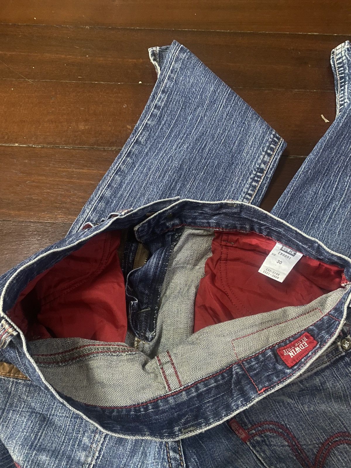 Edwin Fire 🔥🔥 EDWIN BLUE TRIP distressed denim flare jeans S1 Size US 32 / EU 48 - 19 Thumbnail