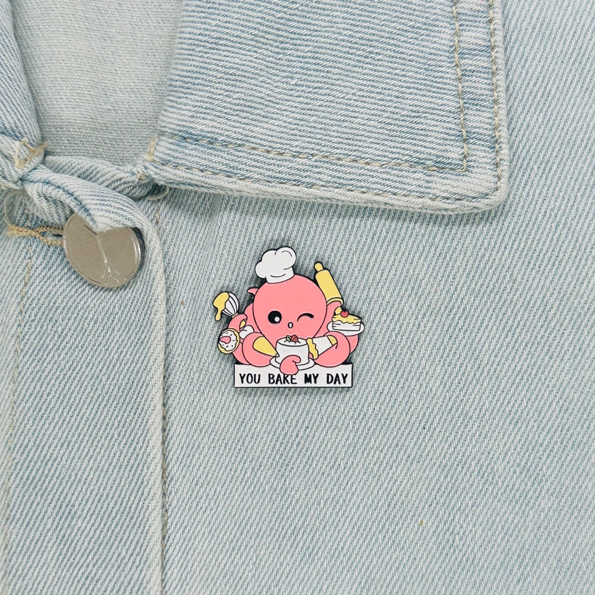 Other ☀️Enamel Pin You Bake My Day Octopus Baking Alloy Enamel Bro Size ONE SIZE - 1 Thumbnail