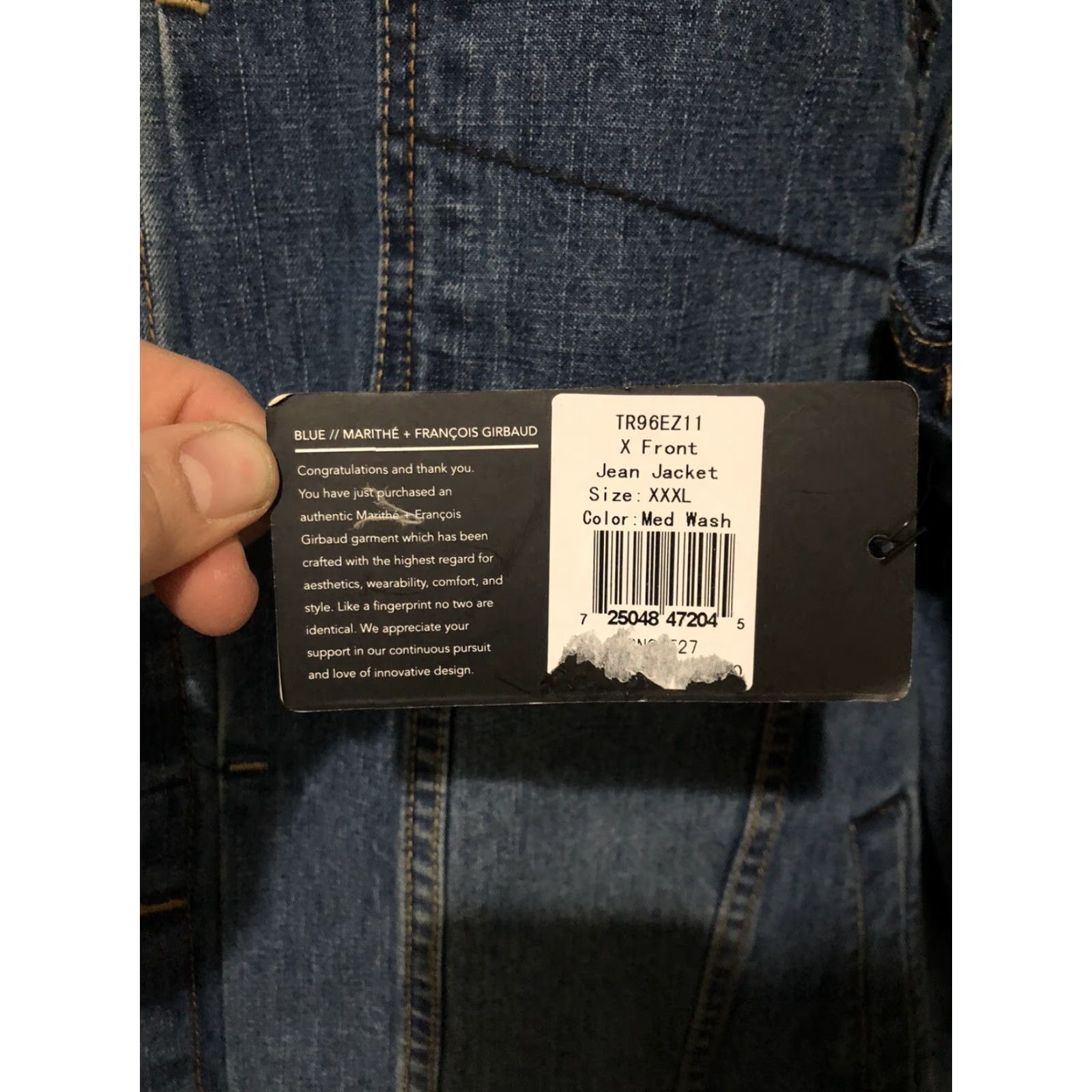 Denime VINTAGE Marithe Francois Girbaud X Front Blue Denim Jean Jacket 3XL NWT Men Jacket Vintage 90s Biker Hip Hop Motorcycle Denim Jacket Blue Size US 39 - 3 Thumbnail