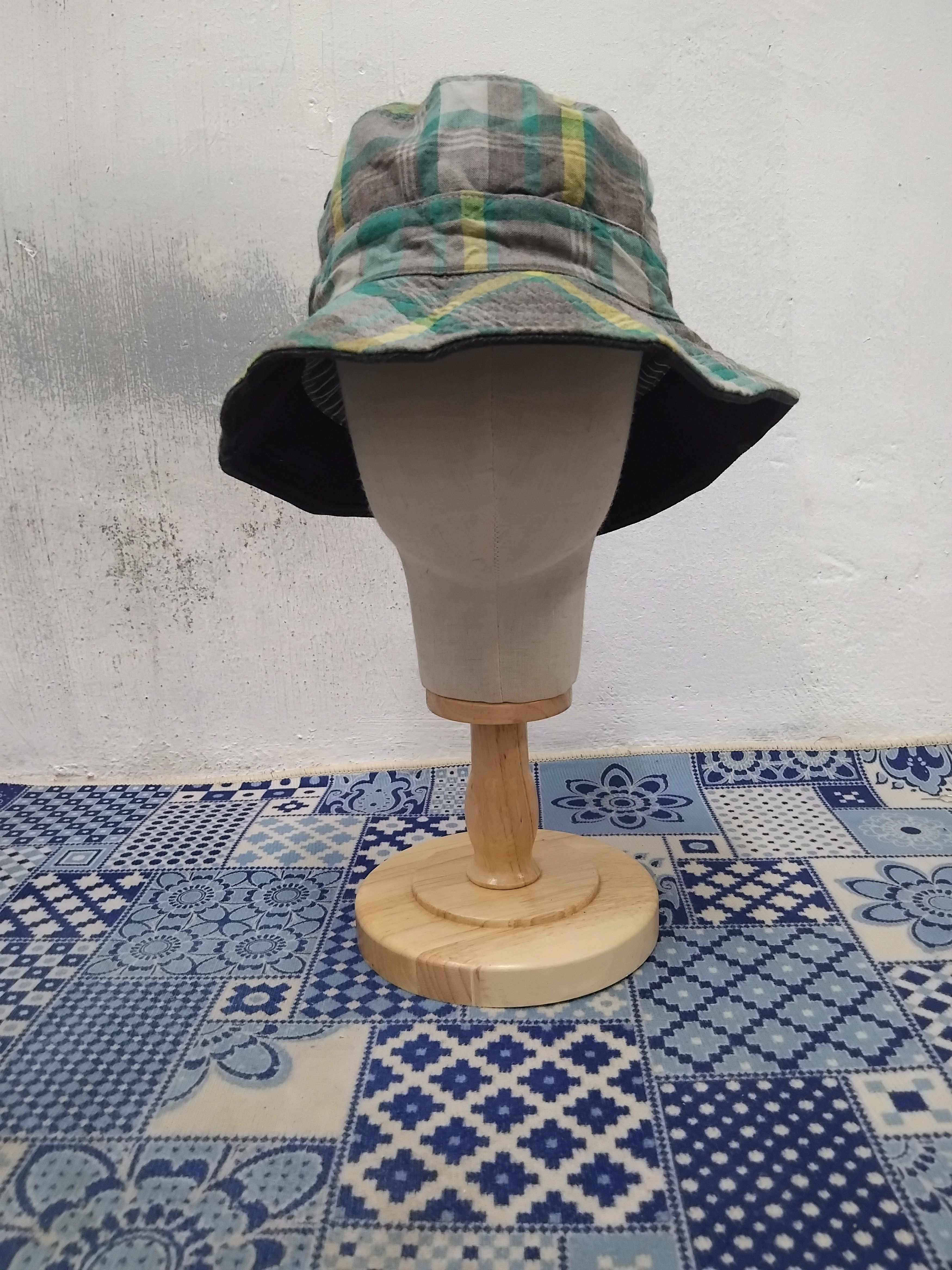 Japanese Brand Checkered green Japanese style harajuku hat Size ONE SIZE - 2 Thumbnail