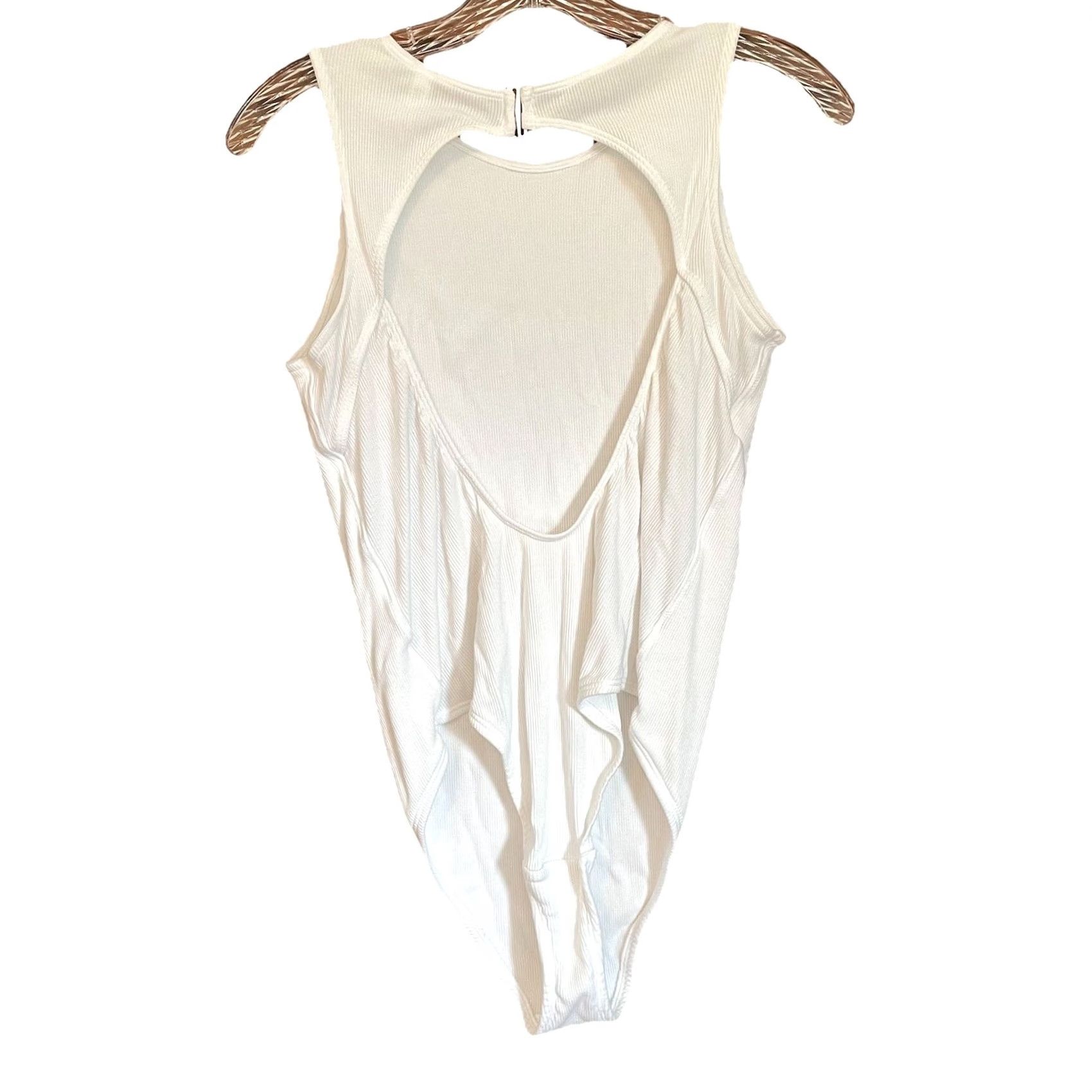Vintage VINTAGE Sleep By CACIQUE Stretch Rib Open-Back Bodysuit White Plus 18/20 NWOT One Piece Size XXL / US 16-18 / IT 52-54 - 2 Thumbnail