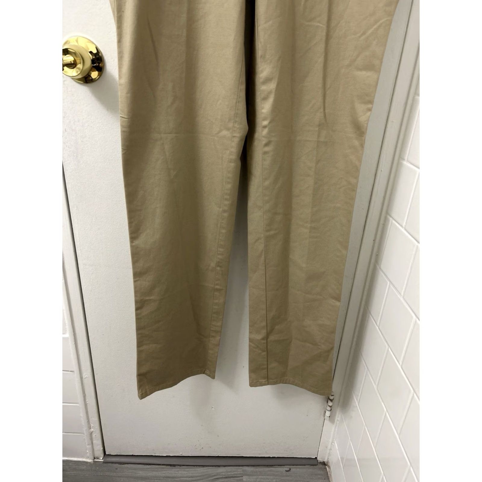 Peter Millar Peter Millar Pants Mens 35x36 Khaki Flat Front Twill Chino Beige Cotton Blend Spandex Straight Leg Men Size US 35 - 3 Thumbnail