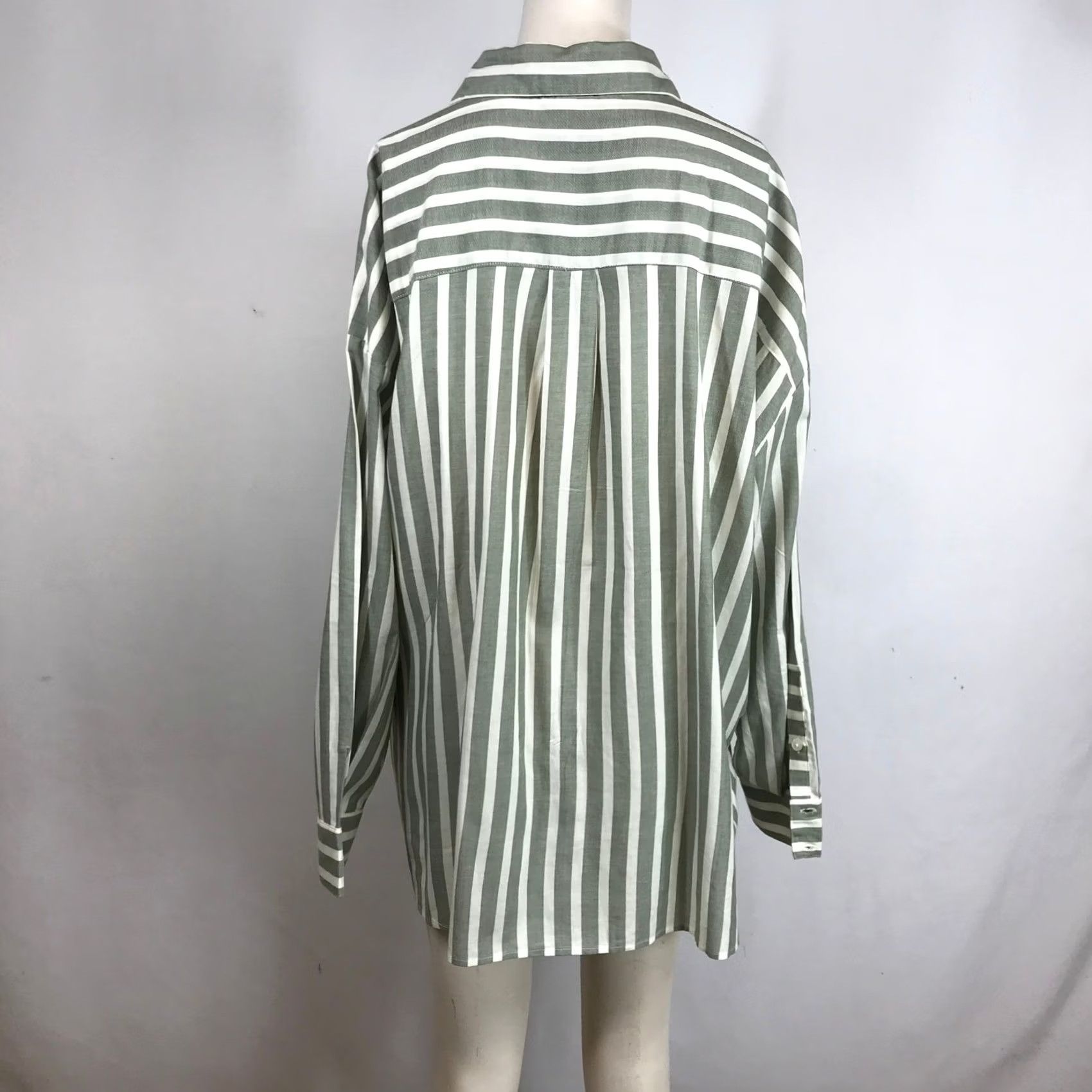 Torrid Torrid Olive Green White Striped Cotton Rayon Drop Shoulder Shirt L 0 12 Size L / US 10 / IT 46 - 5 Thumbnail