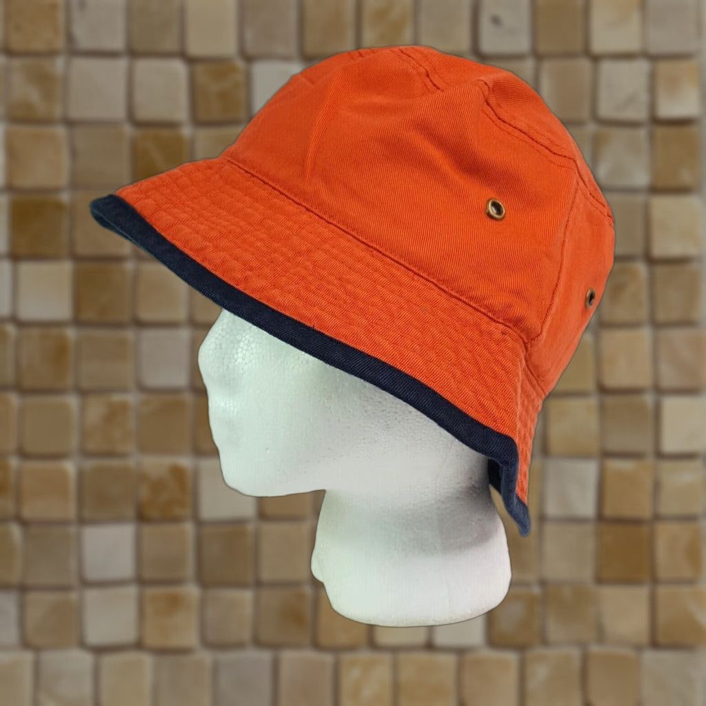 Vintage VINTAGE Town Talk Orange Twill Bucket Hat One Size Boonie Outdoor Brim Crusher Cap Golf Casual Military 90s Summer Mens Hat Size ONE SIZE - 1 Thumbnail