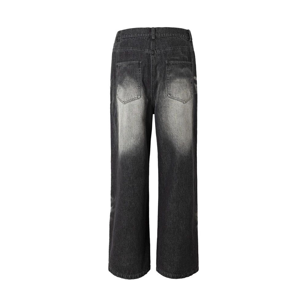 Jean Men's distressed washed wide-leg casual gradient jeans Size US 32 / EU 48 - 2 Thumbnail