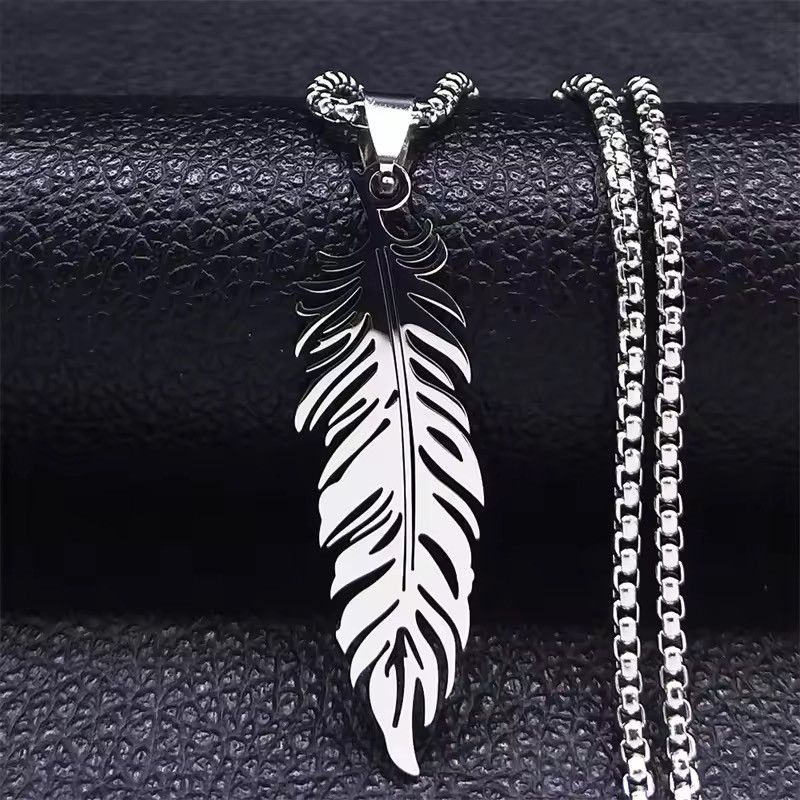 Jewelry Silver Feather Pendant Necklace Size ONE SIZE - 3 Thumbnail