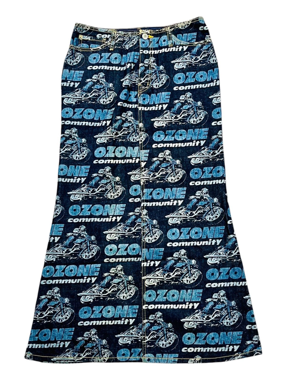 Ozone Japanese Full deals Print Denim Skirts