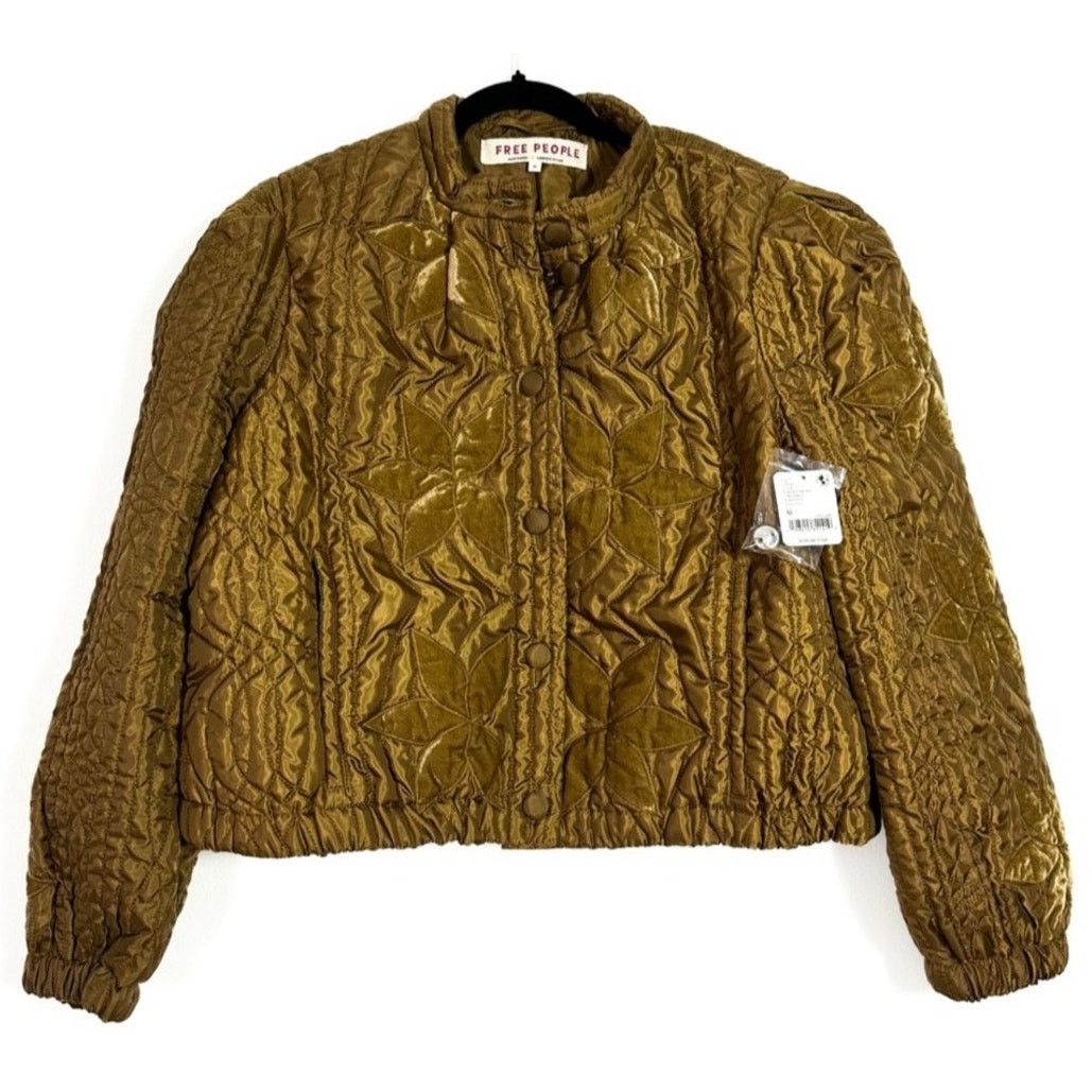 Free People NWT Quinn Quilted Jacket $198 X-LARGE Teal Combo Off-White Size L / US 10 / IT 46 - 5 Thumbnail