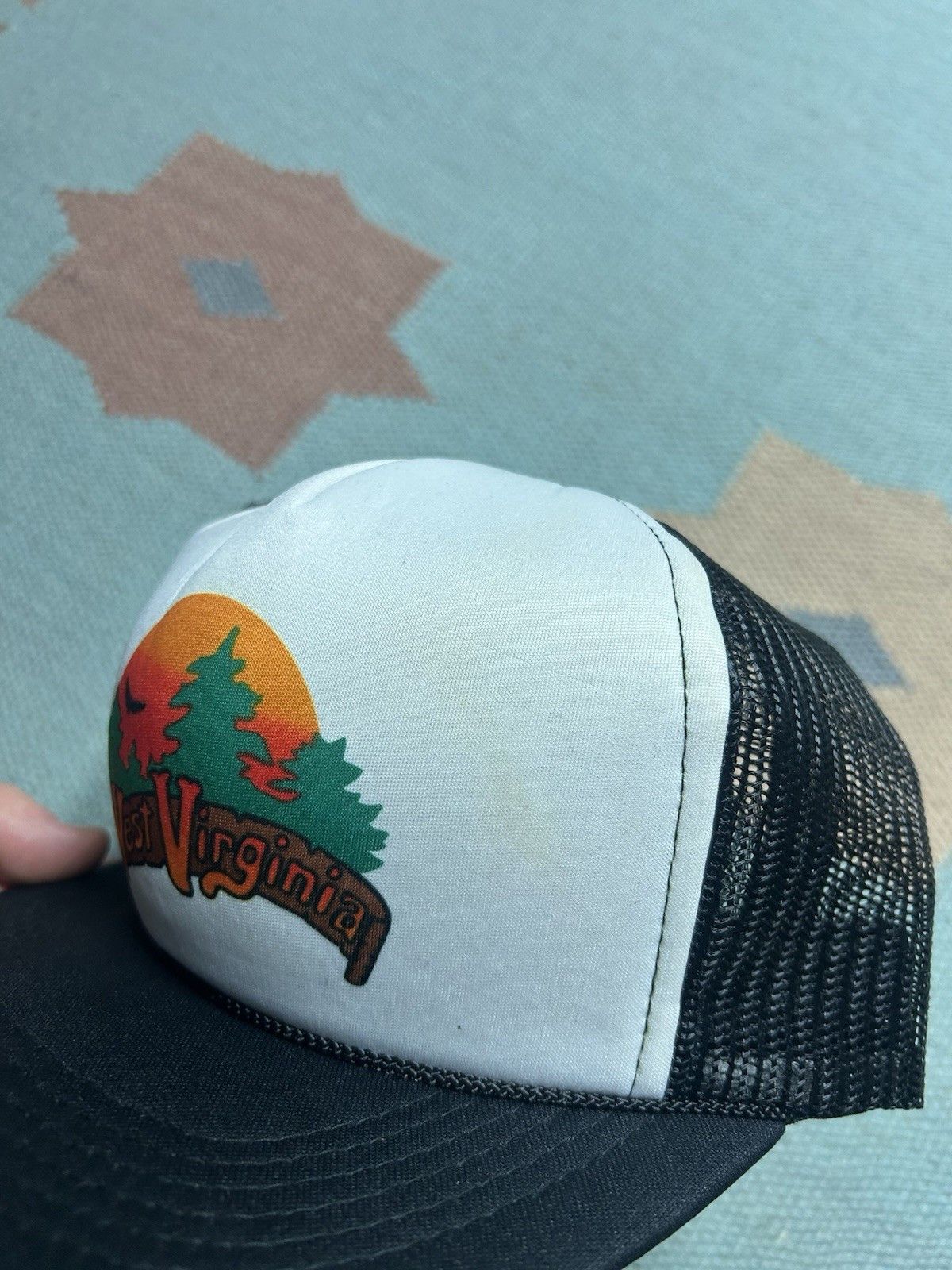 Vintage Vtg trucker hat mesh West Virginia sunset nature trees bird Size ONE SIZE - 4 Thumbnail