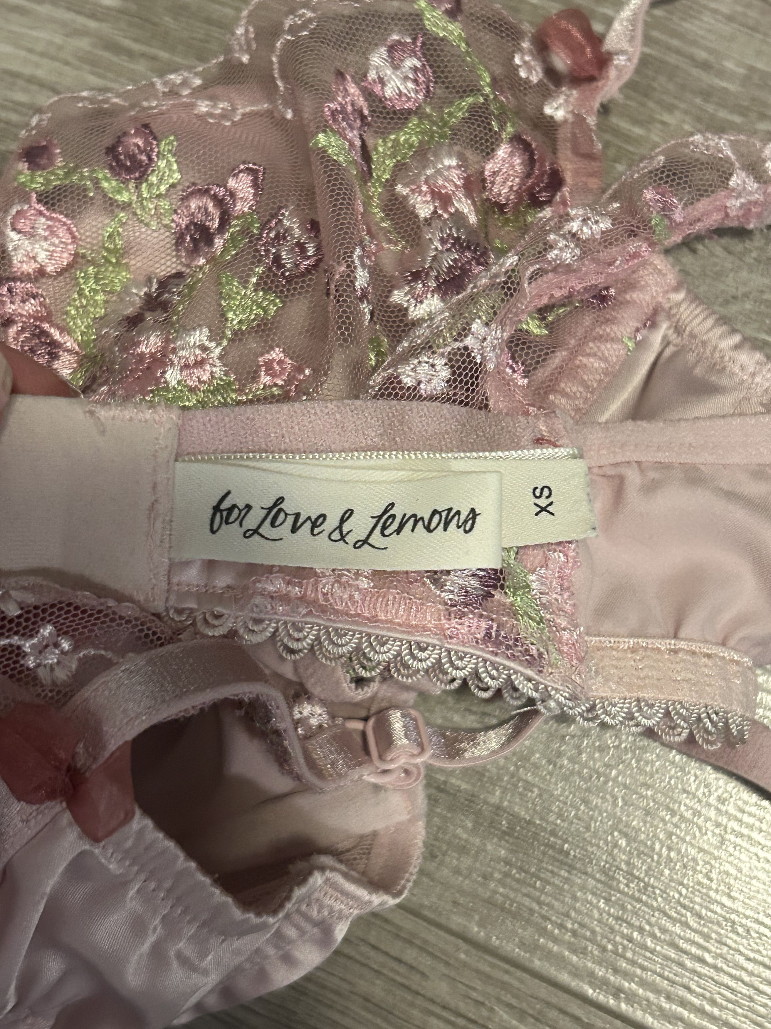 For Love & Lemons For Love & Lemons Lavender Fields Embroidery Bra Pink Size ONE SIZE - 5 Thumbnail