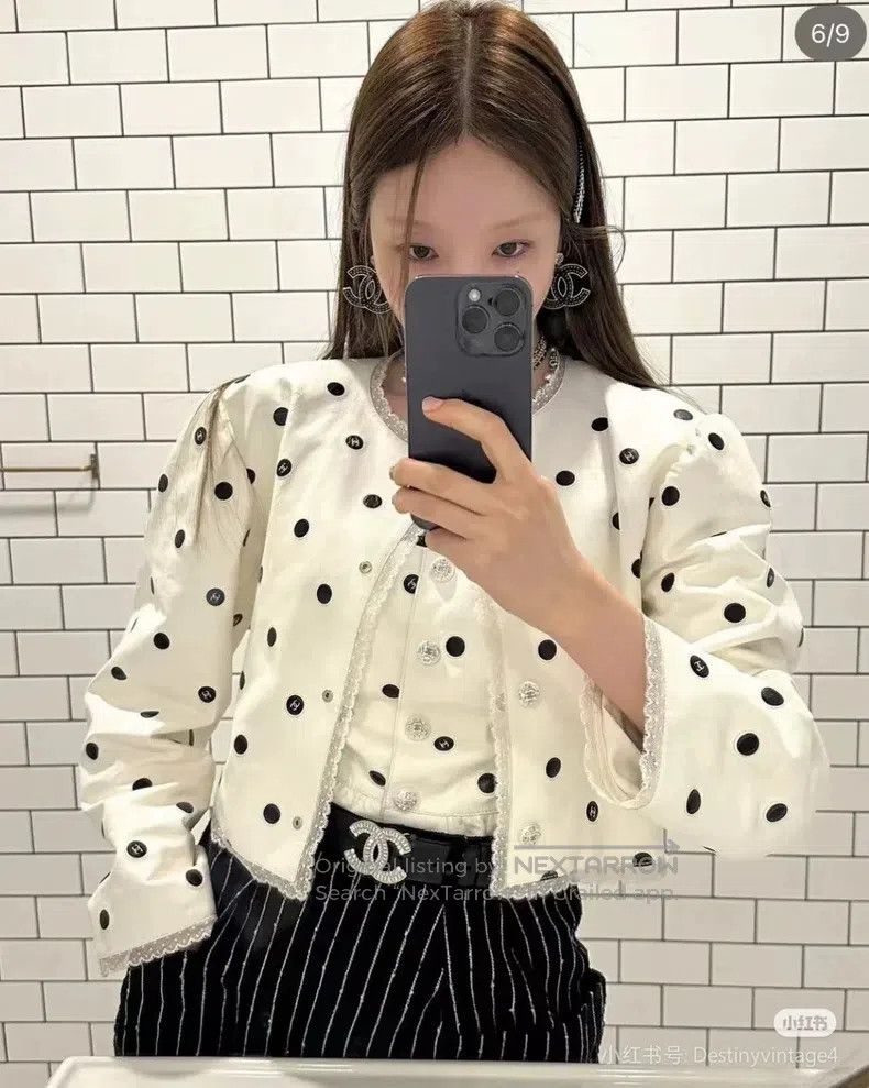 Chanel Chanel 23S beige white lace polki dot leather jacket Size XXS / US 00 / IT 34 - 3 Thumbnail