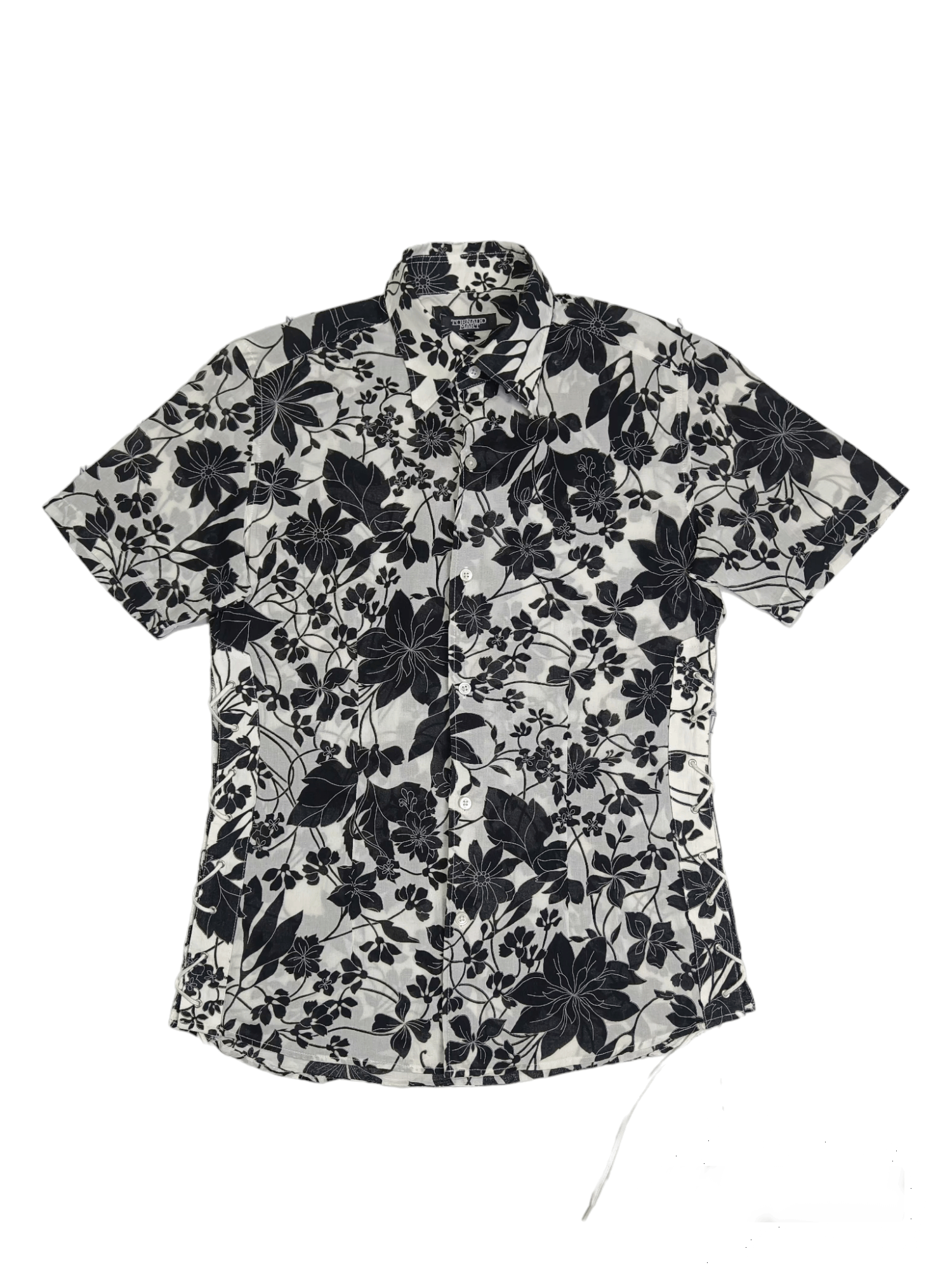 Tornado Mart Tornado Mart Side Laces Floral Printed Hawaiian Shirt Size L / US 10 / IT 46 - 2 Thumbnail