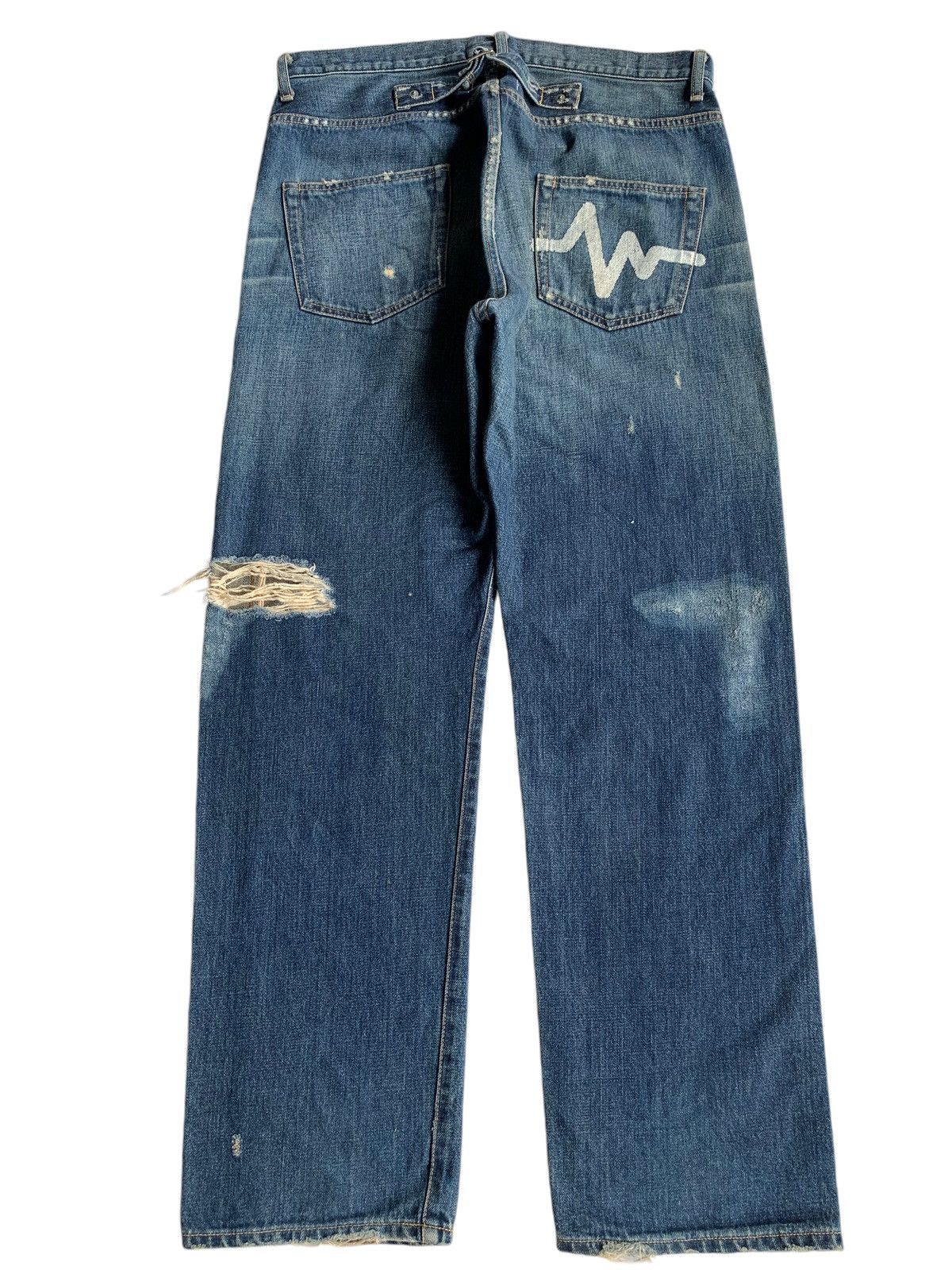 Japanese Brand × Kapital × Vintage Whiz Limited Japanese Ripped Selvedge Distressed Denim Size US 35 - 4 Thumbnail
