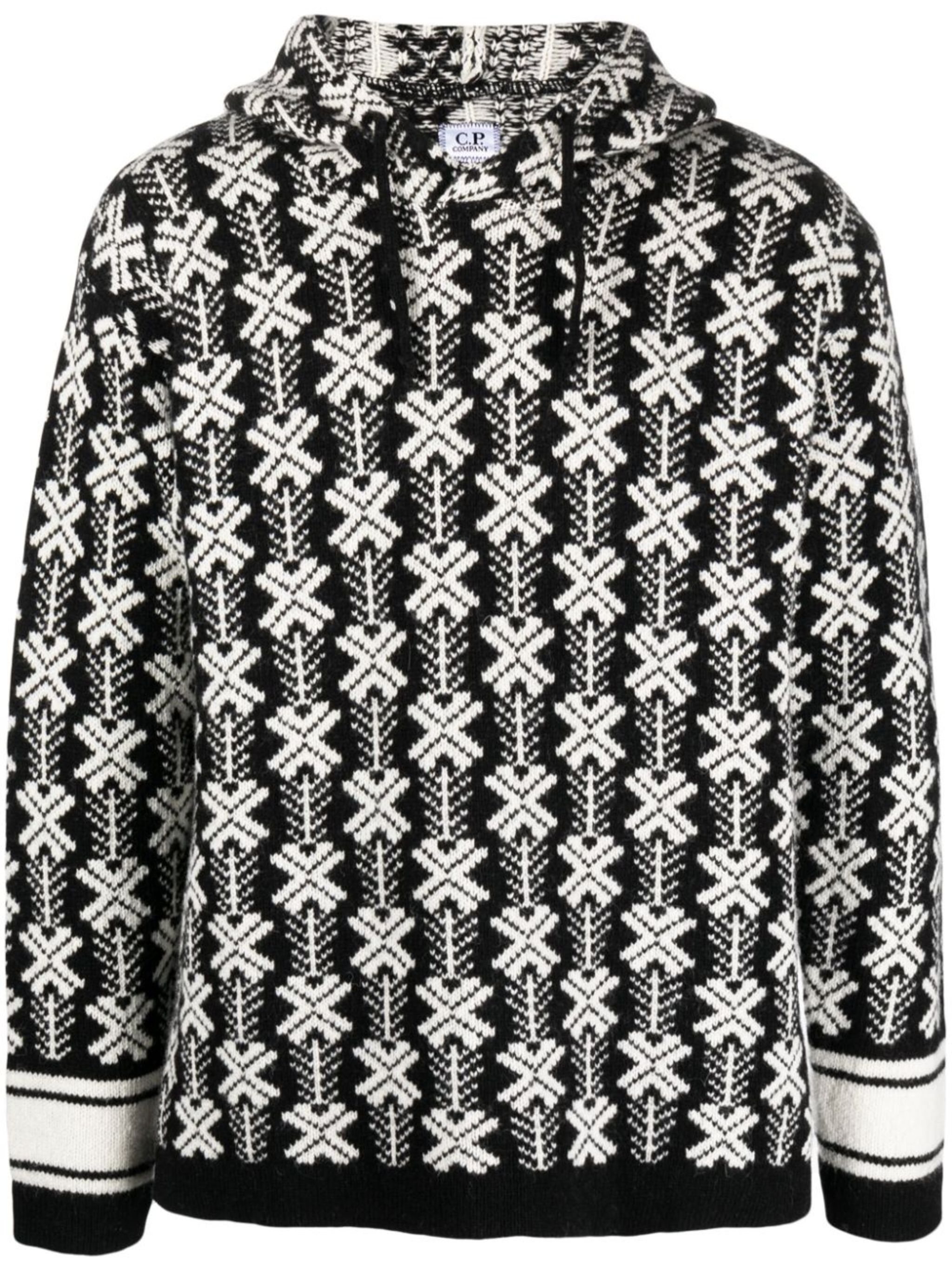 C.P. Company o1y1224 Hooded Sweater in Black/White Size US XXL / EU 58 / 5 - 1 Thumbnail