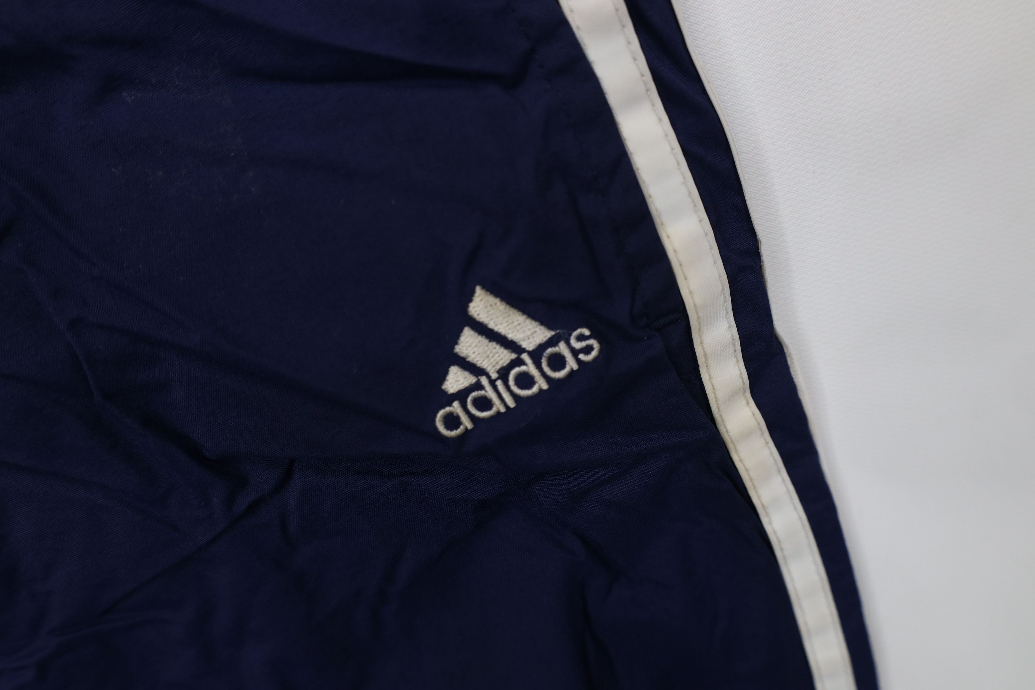 Adidas Vintage 90s Adidas Striped Wide Leg Windbreaker Pants Blue Size US 34 / EU 50 - 7 Thumbnail
