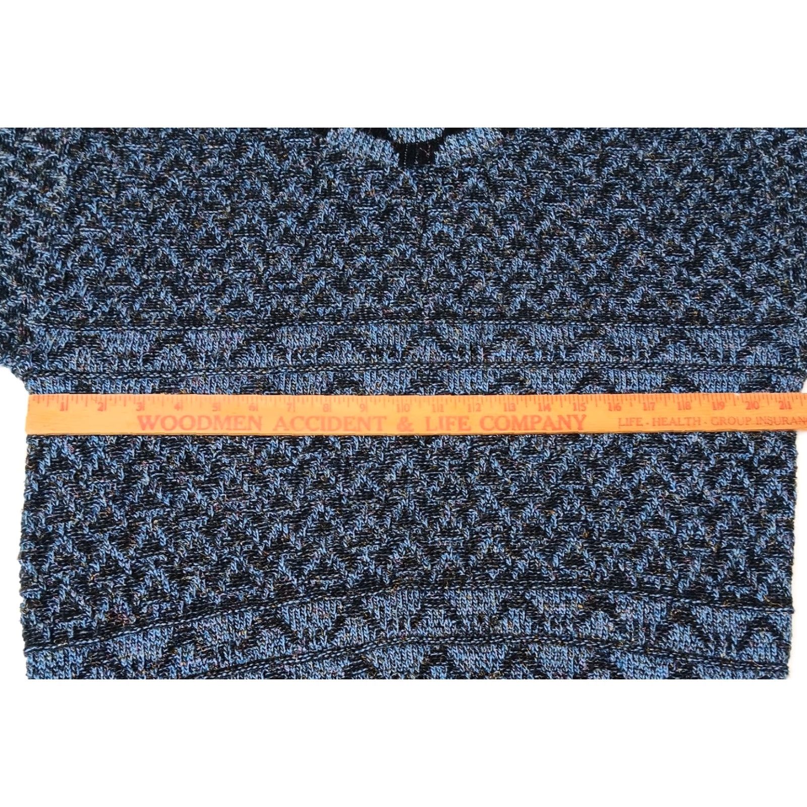 Vintage VINTAGE 1980s J.J. Cochran Geometric Pullover Sweater Large Black Blue Mock Neck Men’s Knit Size US L / EU 52-54 / 3 - 7 Thumbnail