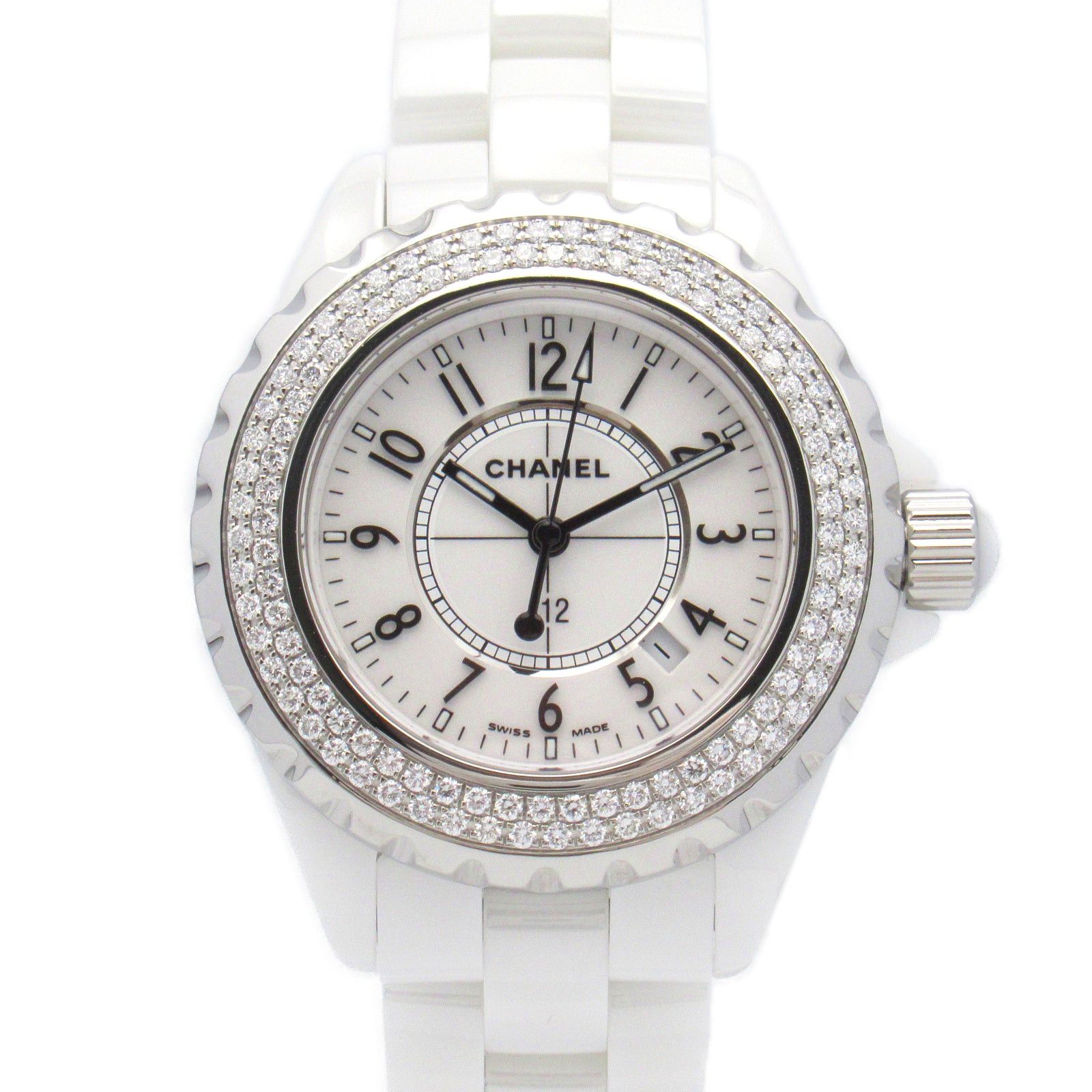 Chanel Chanel J12 Diamond Bezel Women Watch Quartz Ceramic White Size ONE SIZE - 1 Thumbnail