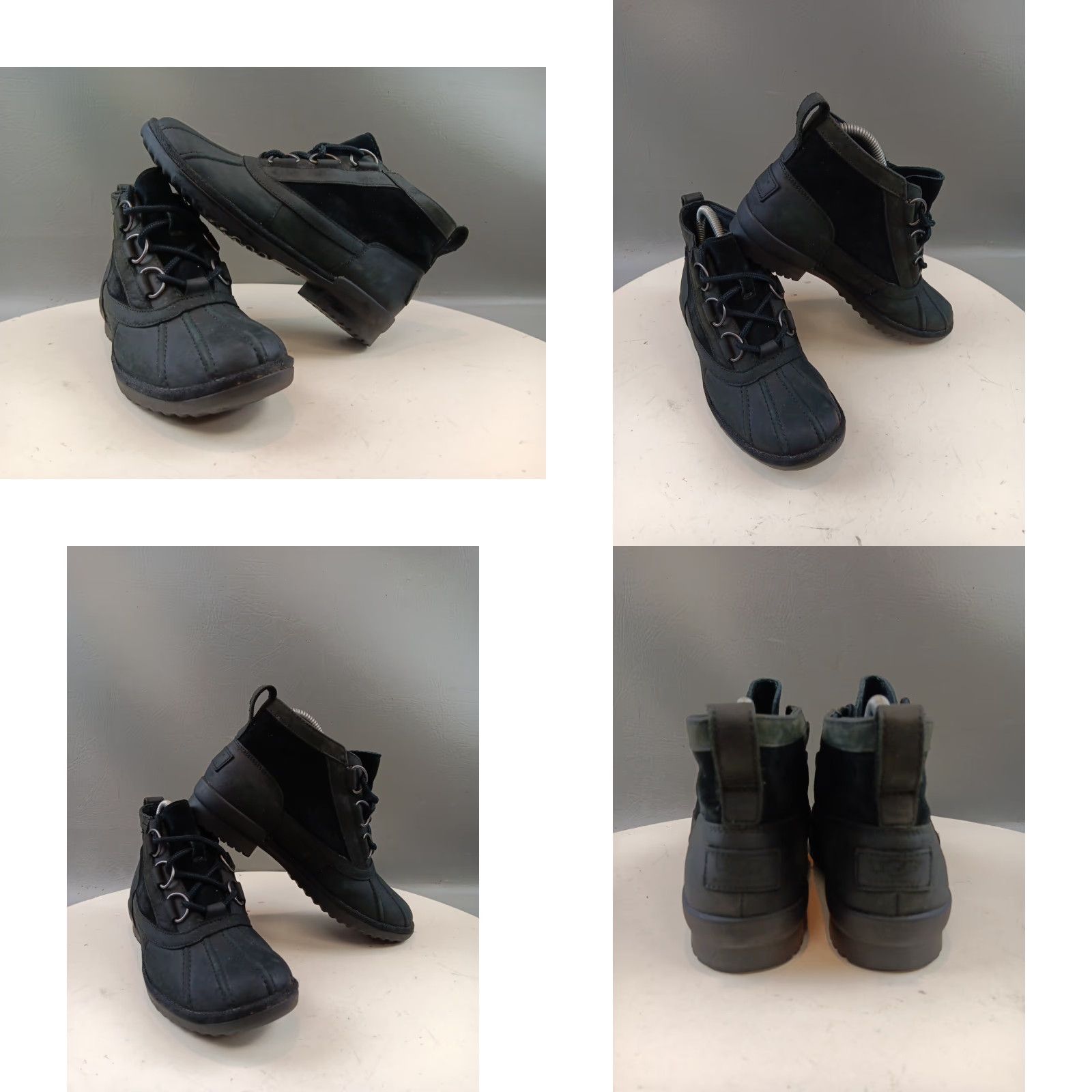 Ugg UGG Duck Boot Women 6.5 Black Leather Shearling Waterproof Lace Up Outdoor Boots Size US 7 / IT 37 - 10 Thumbnail