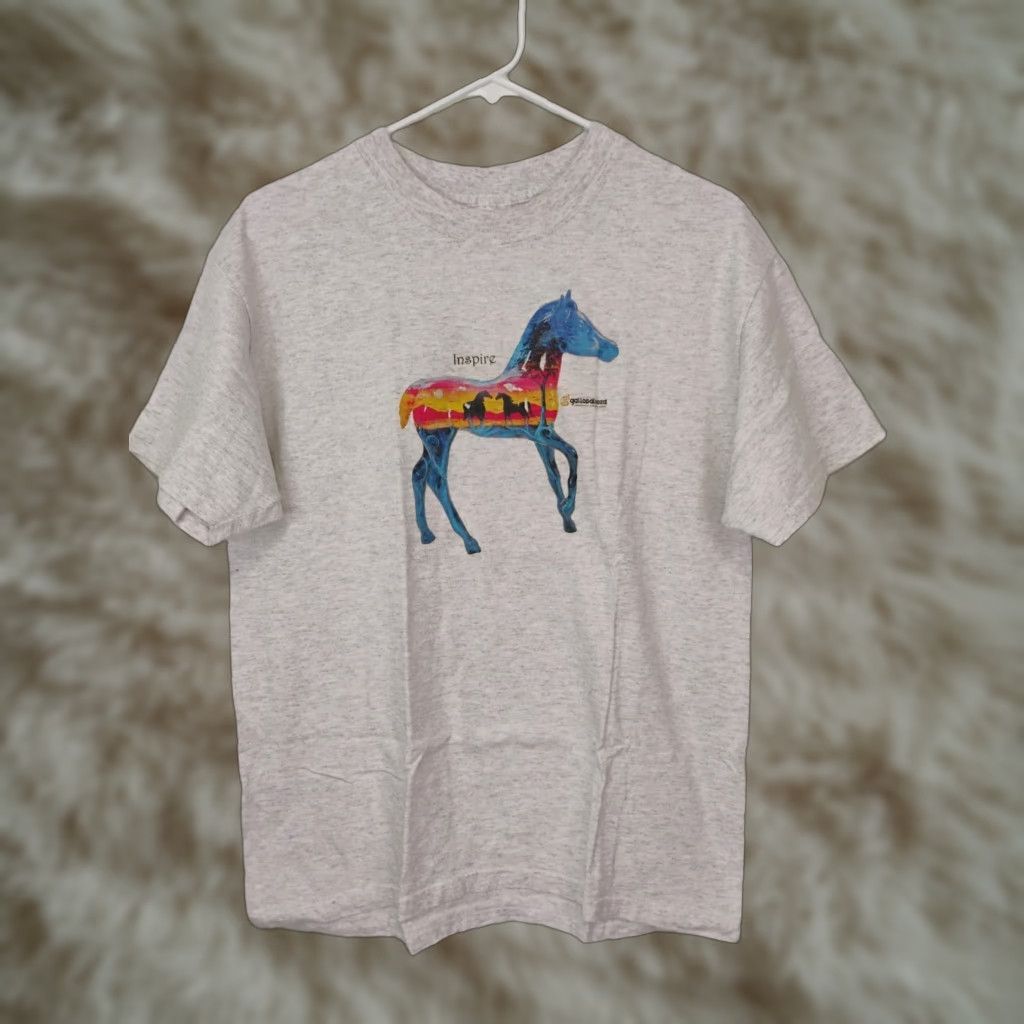 Vintage VINTAGE Port and Company Horse T-Shirt Unisex Adults Short Sleeve Crew Neck Gray S Small Derby Gallopalooza Louisville KY Sidewalk 90s Size US S / EU 44-46 / 1 - 1 Thumbnail
