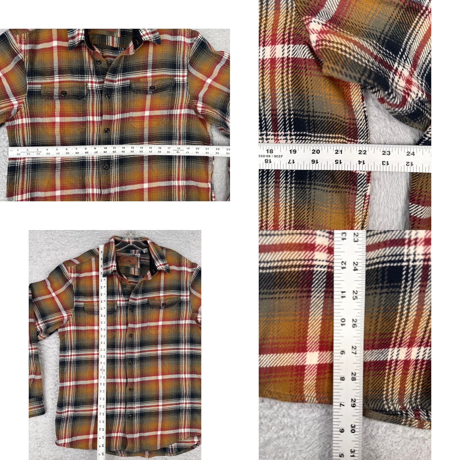 Orvis VINTAGE ORVIS Shirt Mens Large Beige Red Black Flannel Plaid Button-Up Cotton Fish Camp Size US L / EU 52-54 / 3 - 8 Thumbnail