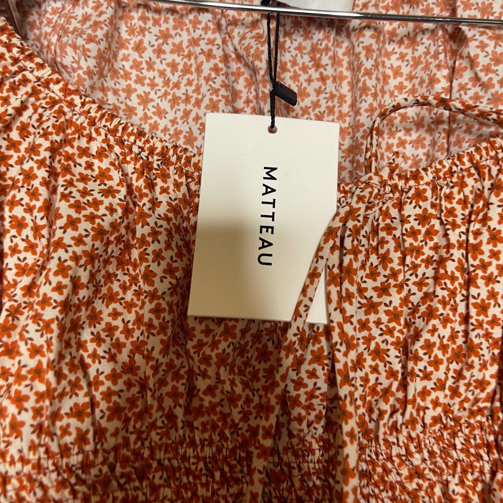 Matteau MATTEAU Shirred Floral Crop Decollete Blouse ballon sleeves Size S / US 4 / IT 40 - 4 Thumbnail
