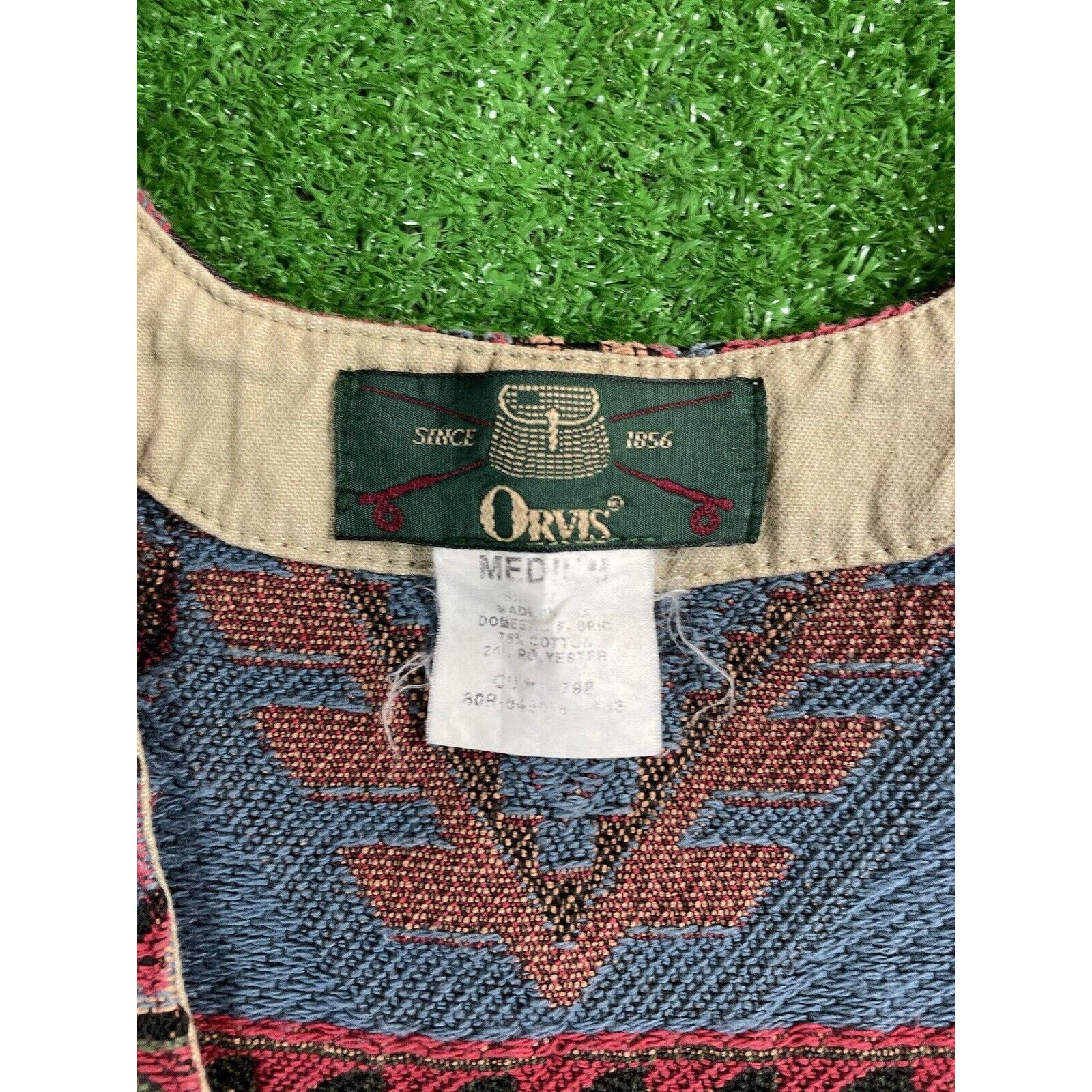 Orvis Vintage 90s Orvis Cotton Ralph Aztec Knit Medium Vest USA Size US M / EU 48-50 / 2 - 2 Thumbnail