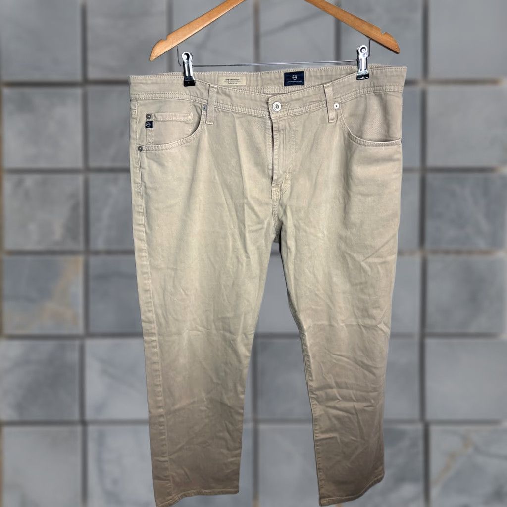 Vintage AG The Graduate Tailored Leg Pants AG Adriano Goldschmied Mens 38x34 Chino Ivory Solid City Preppy USA 90s? Size US 38 / EU 54 - 1 Thumbnail