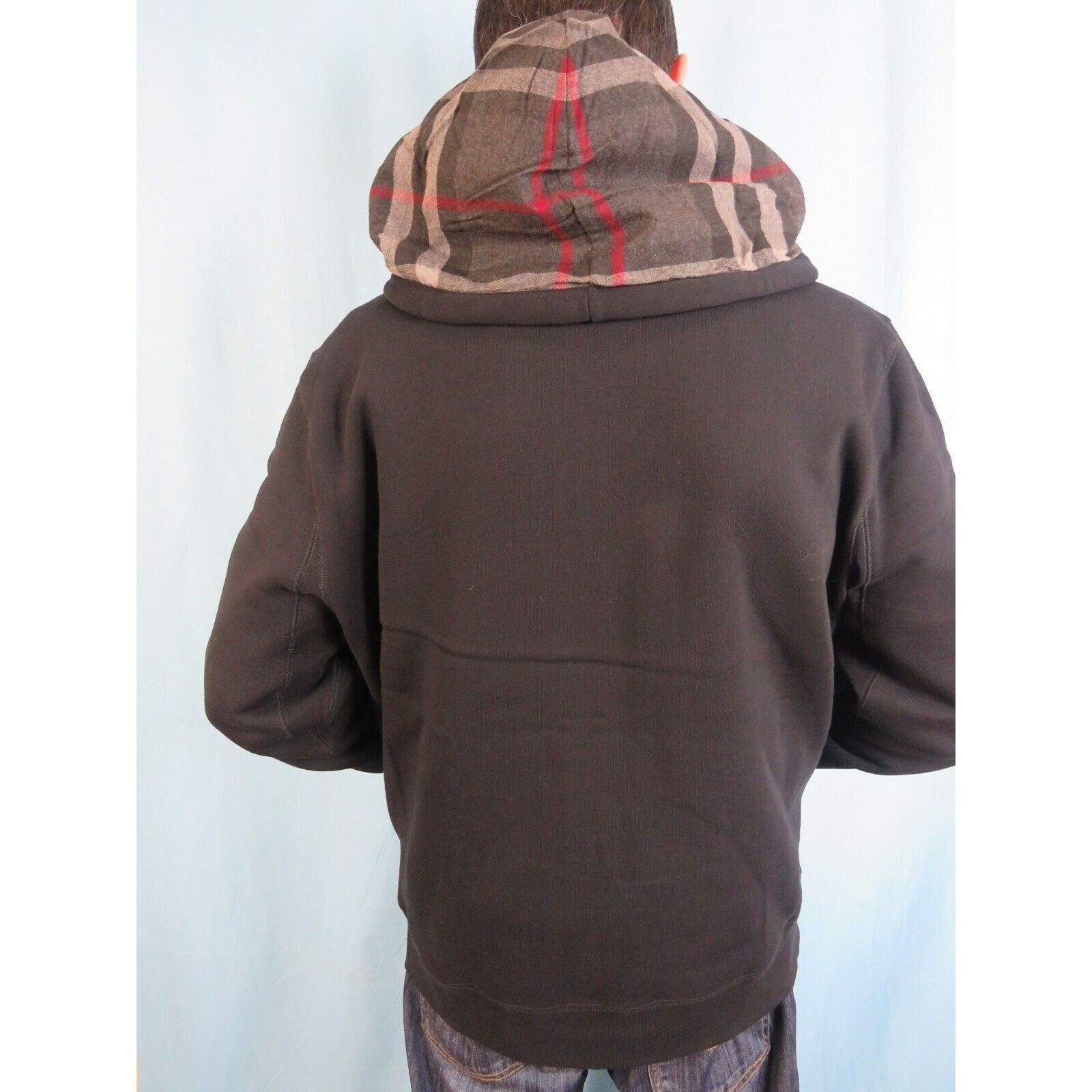Burberry BURBERRY CLAREDON BLACK COTTON CHECK LOGO ZIP HOODIE XXL Size US XXL / EU 58 / 5 - 4 Thumbnail