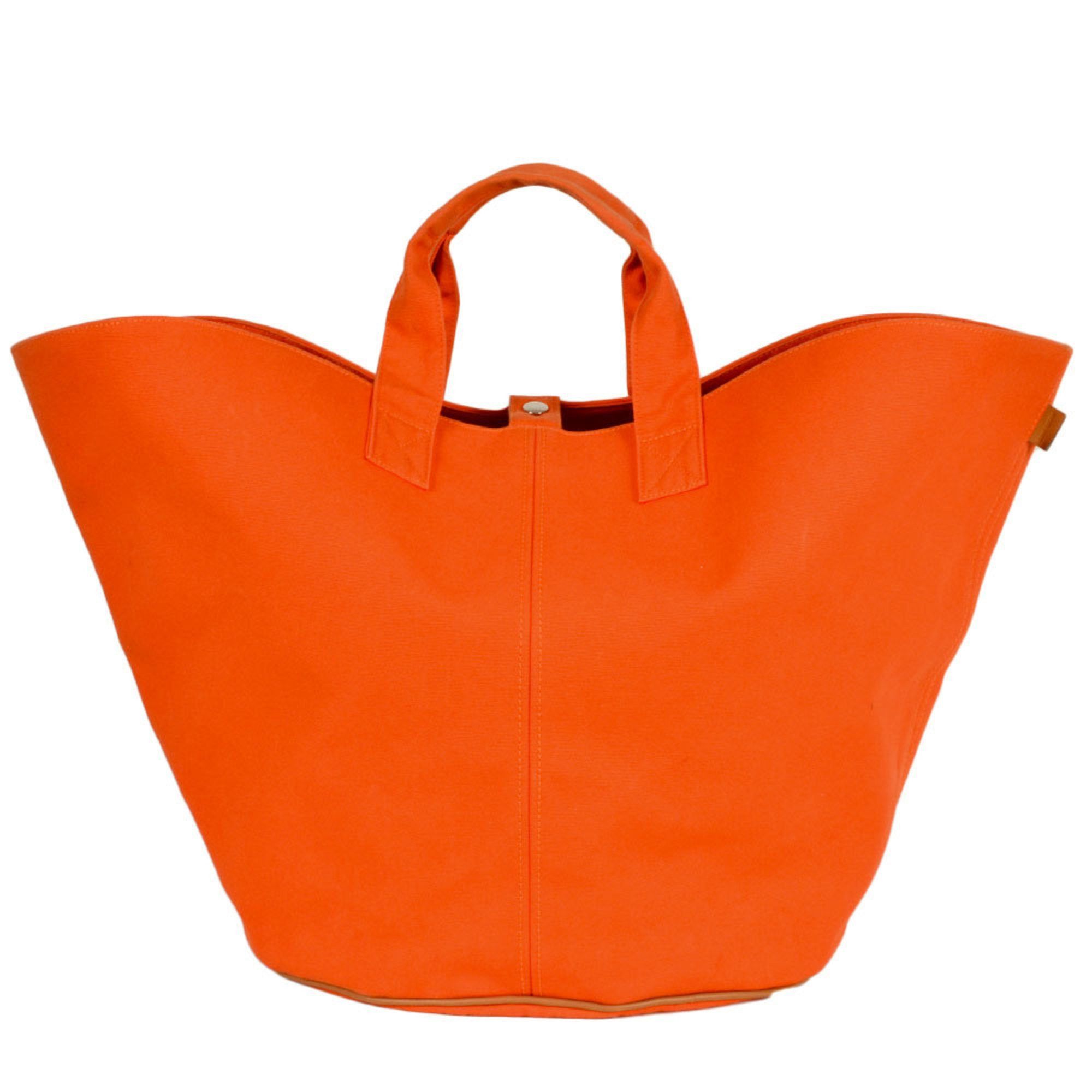 Hermes Panier De Plage Gm Handbag Canvas Orange Tote Bag For Women