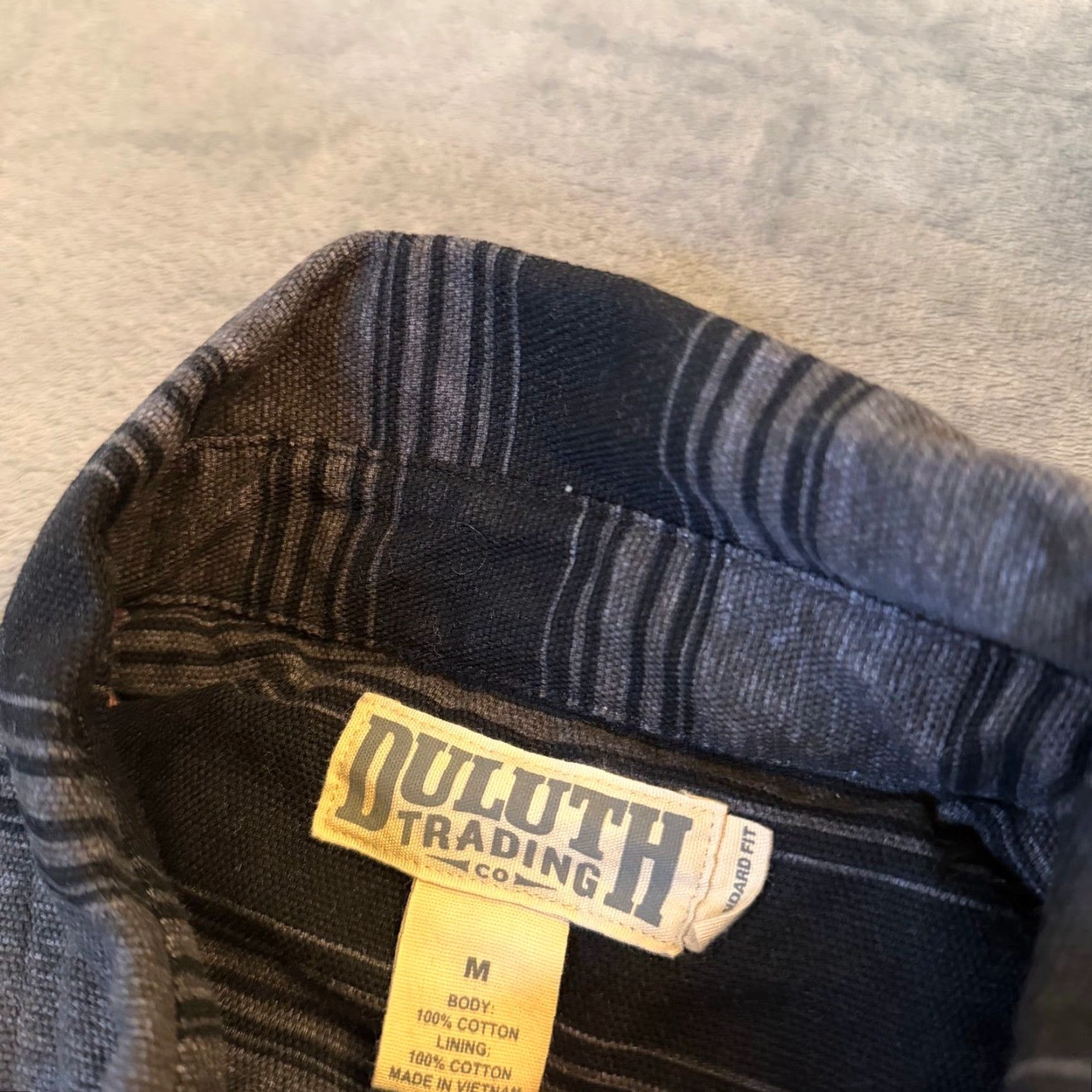 Duluth Trading Company Duluth Trading Co Striped Shirt Jacket Mens Medium Gray Flannel Lined Snap Shirt Jacket Size US M / EU 48-50 / 2 - 2 Thumbnail