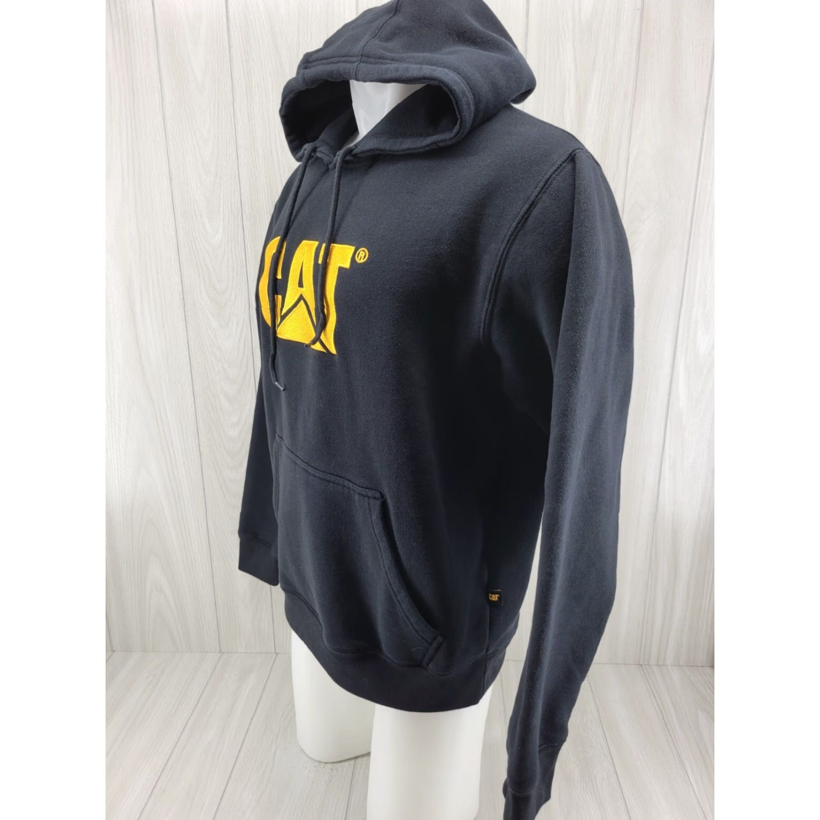 Vintage CAT Hoodie Adult Large Heavy Embroidered Sweatshirt Pullover Mens Black Cotton Polyester Size US L / EU 52-54 / 3 - 3 Thumbnail