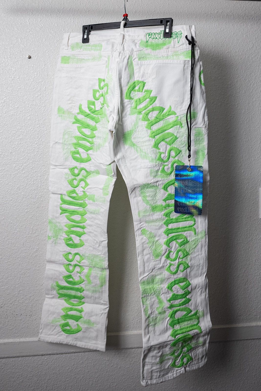 image of Endless x Vlone White Lime Green Pants, Men's (Size 36)