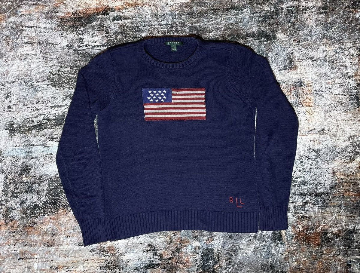 Sweater Lauren Ralph Lauren Flaga USA 100% Cotton