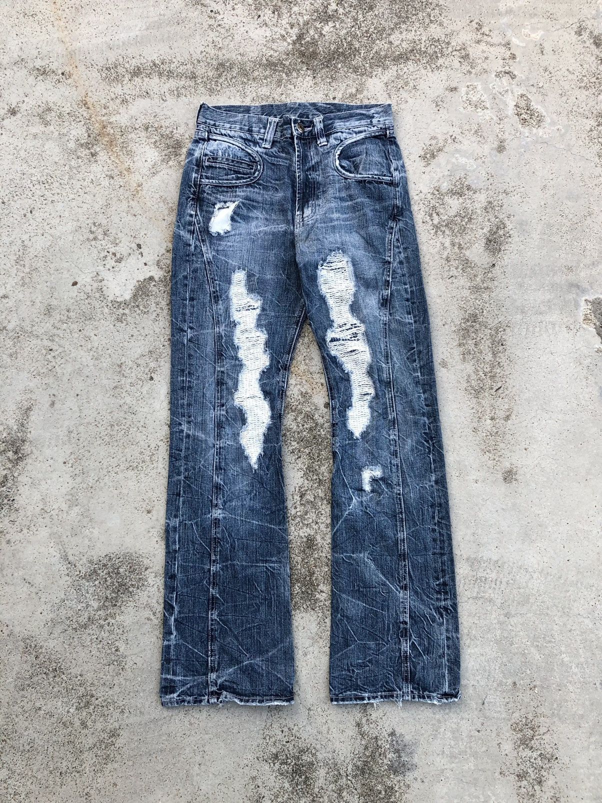 If Six Was Nine FLARED RECONSTRUCTED DISTRESSED DENIM Size US 30 / EU 46 - 1 Thumbnail