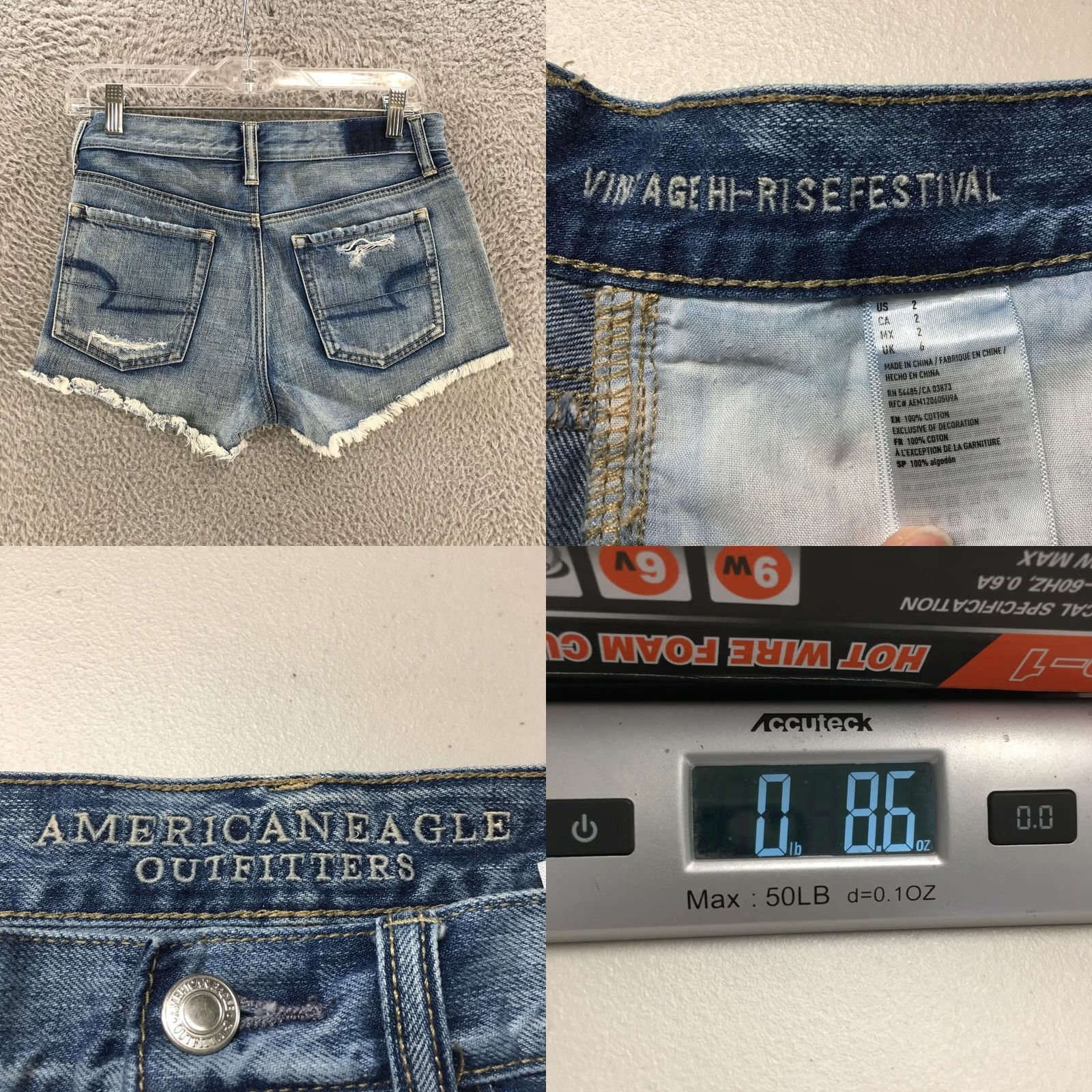 American Eagle Outfitters American Eagle Outfitters Shorts Womens 2 Blue Button Fly Mid Rise Cut-Off Denim 5-Pocket Vintage? No Size 26" / US 2 / IT 38 - 8 Thumbnail