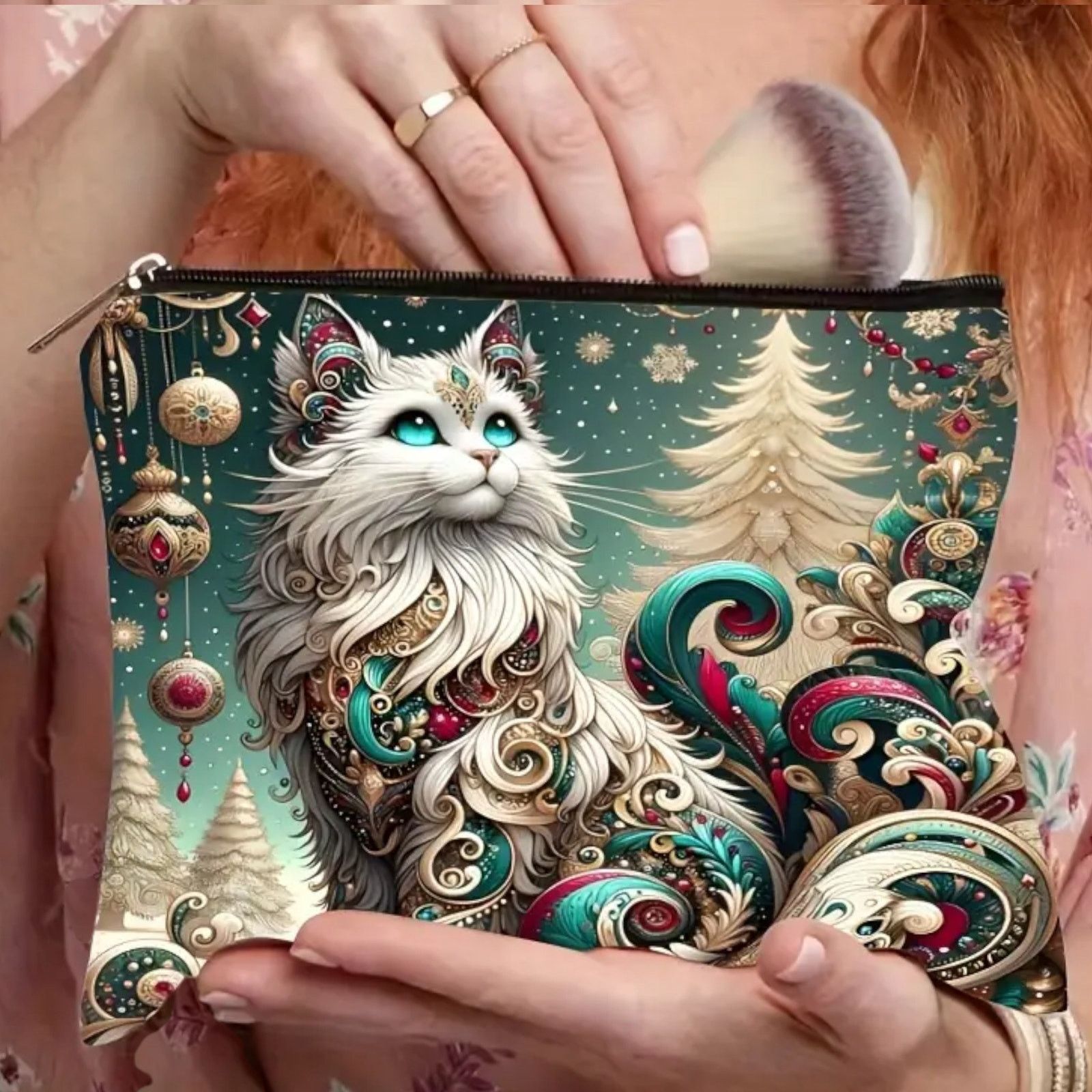 Other Mystical Cat Cosmetic Bag Celestial Green Makeup Organizer Size ONE SIZE - 11 Thumbnail