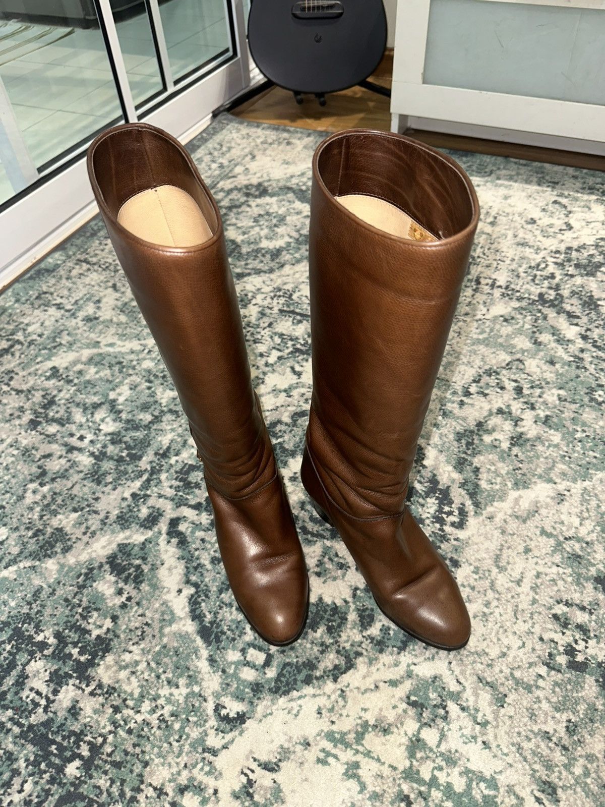 Gucci Gucci Brown Leather Pull On Knee High Riding Low Heel Boots Size US 6 / IT 36 - 20 Thumbnail