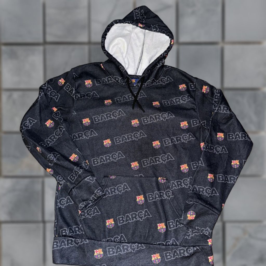 Vintage FC Barcelona Hoodie Sweatshirt Black Small Mens S All Over Print Size US S / EU 44-46 / 1 - 1 Thumbnail