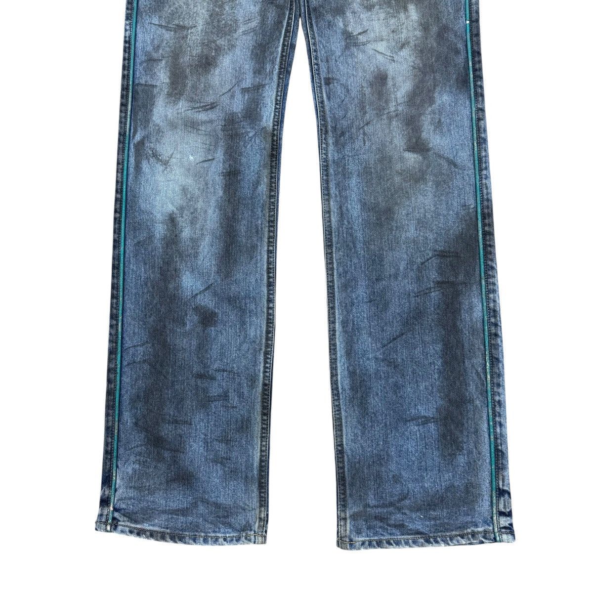 PPFM PPFM Distressed Denim Painted Airbrush Side Striped Jeans Size US 33 - 7 Thumbnail