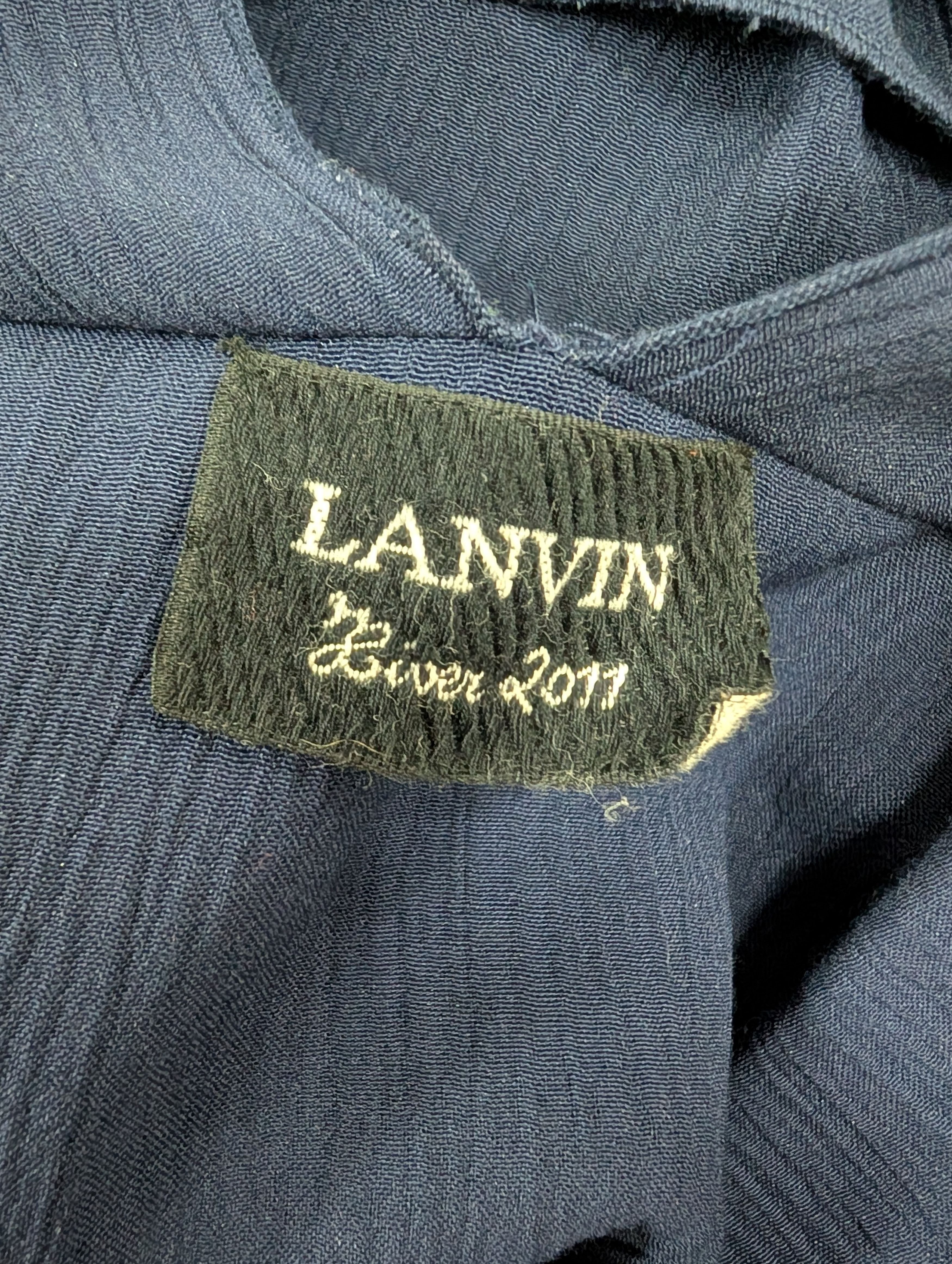 Lanvin Lanvin Blue V-Neck Silk Dress Size S / US 4 / IT 40 - 6 Thumbnail