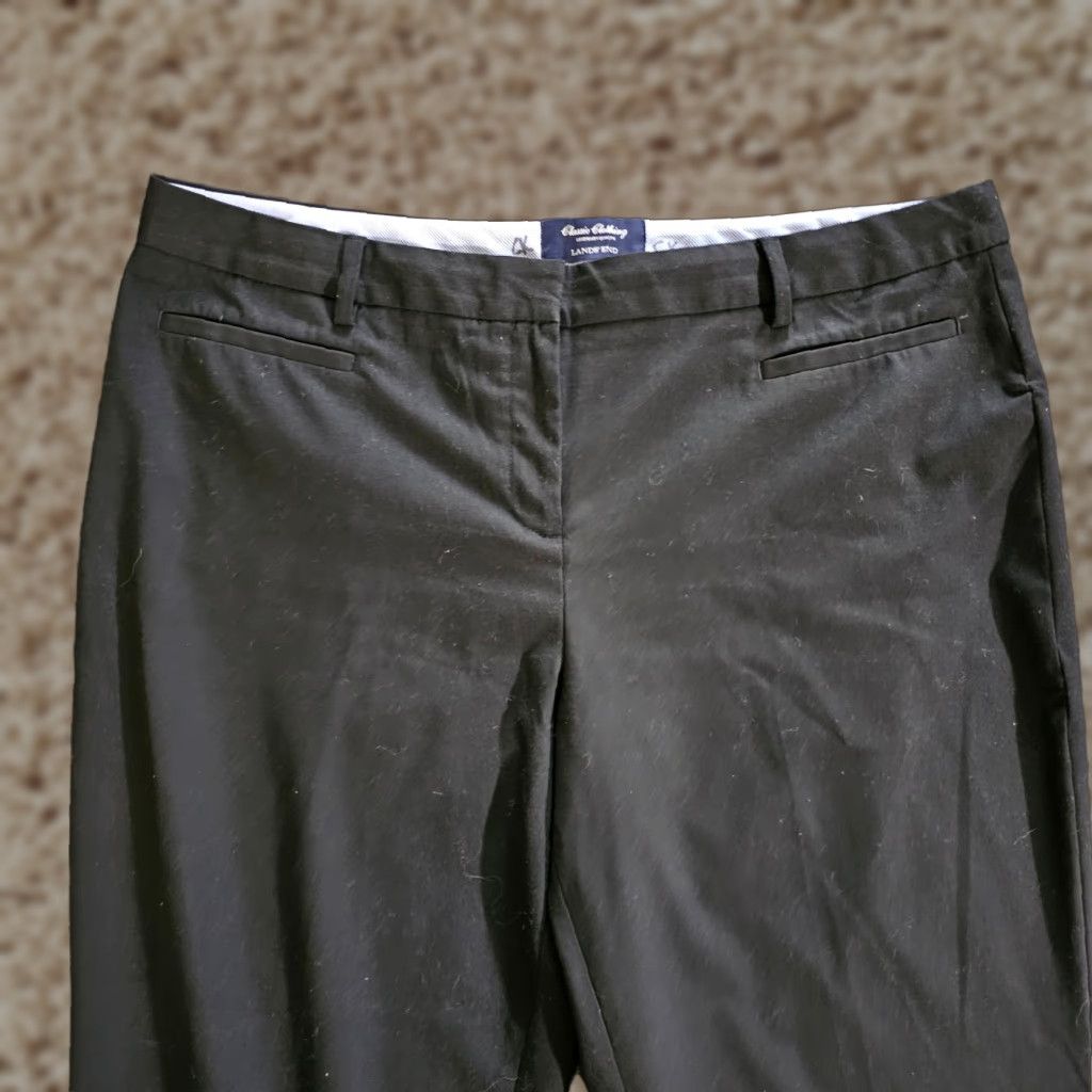 Lands' End Lands End Womens Pants 18 Black Mid Rise Trouser Leg Classic Career Minimalist Size 40" / US 18 - 1 Thumbnail