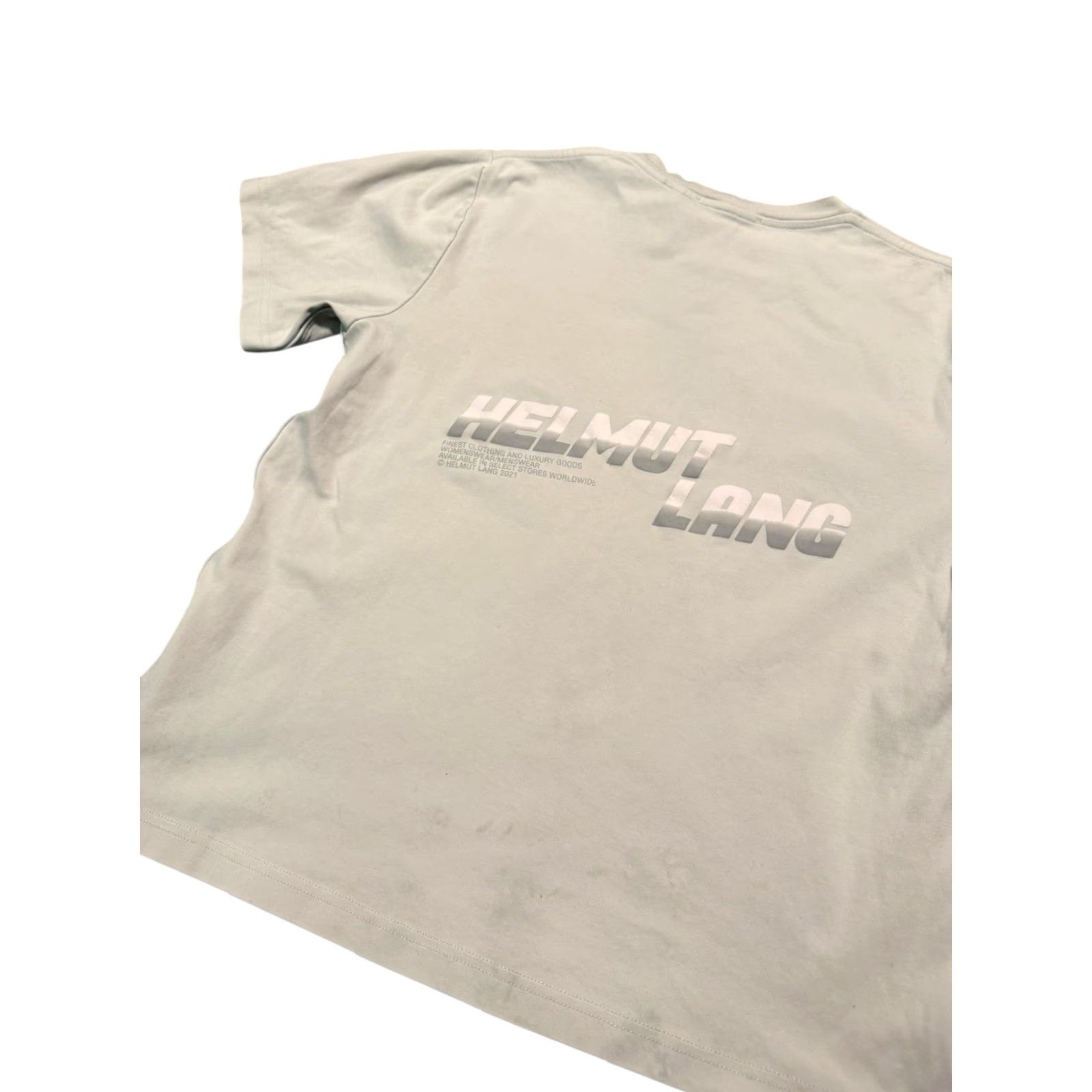 Helmut Lang Helmut Lang Piping Tee Mens Size Medium Smoke Grey Back Logo Graphic 2021 Size US M / EU 48-50 / 2 - 7 Thumbnail