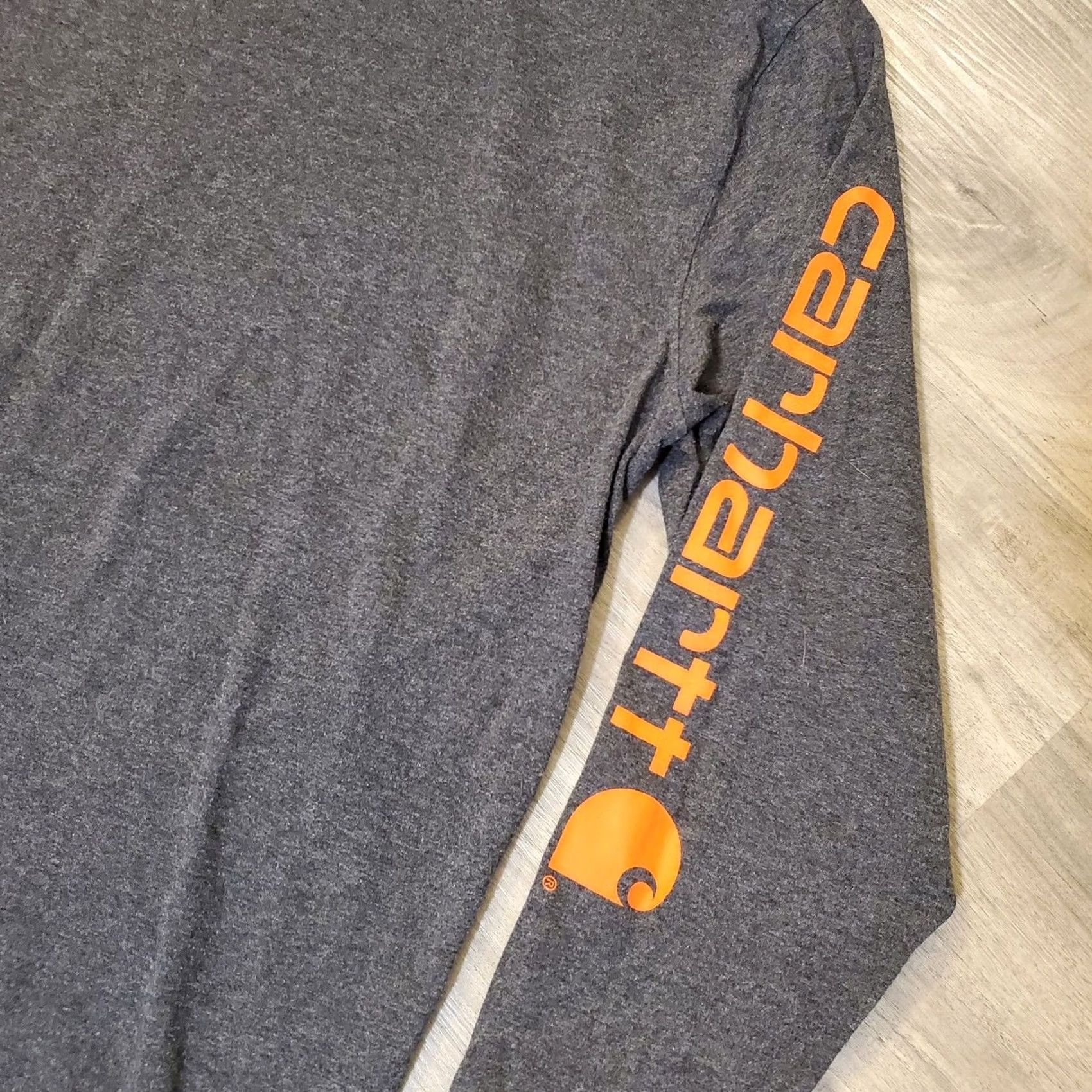 Carhartt Carhartt Mens M Long Sleeve Gray With Orange Logo Sleeve Relaxed Fit Street Work Shirt Size US M / EU 48-50 / 2 - 2 Thumbnail