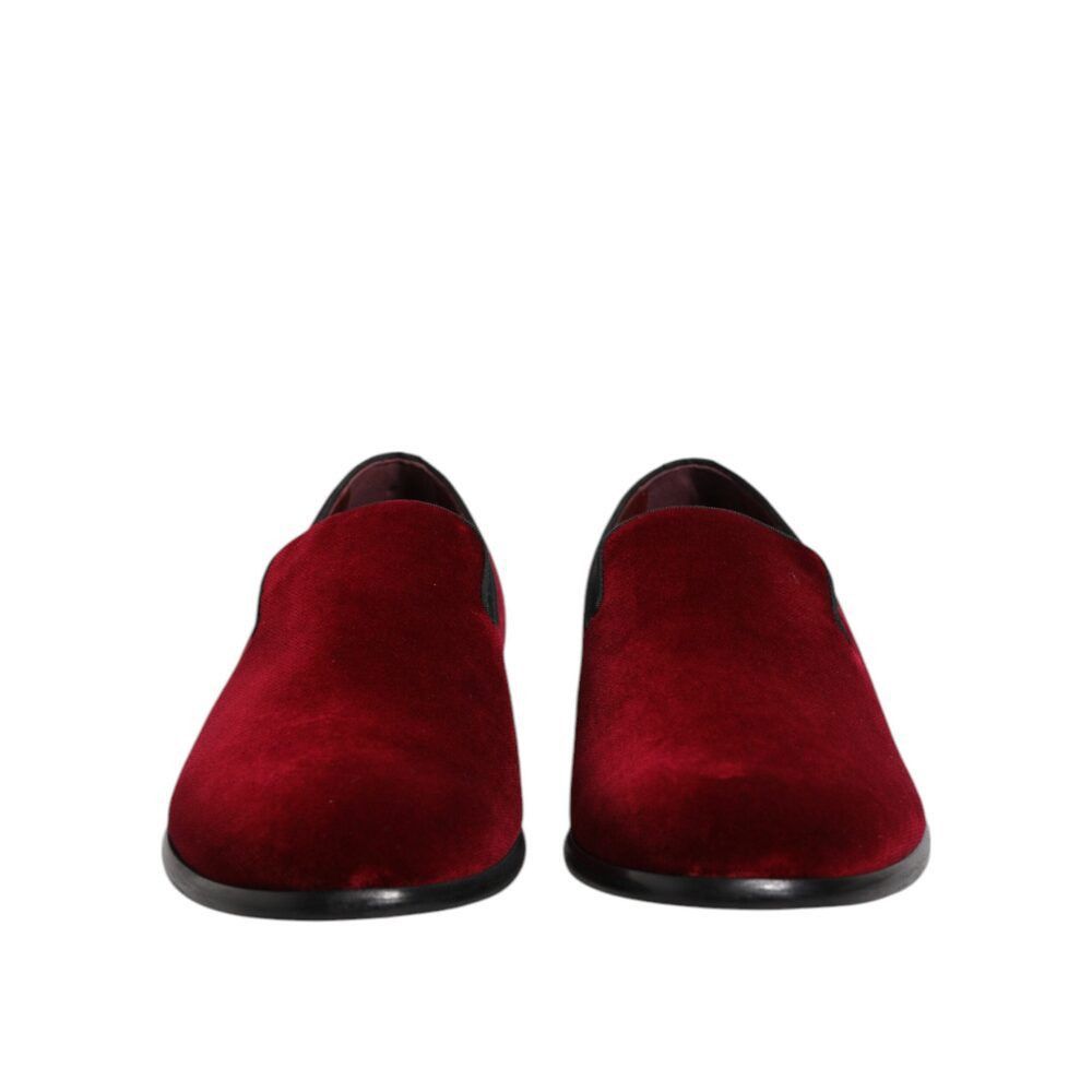 Dolce & Gabbana Dolce & Gabbana Red Cotton Velvet Slip On Loafers Formal Sho Size US 9 / EU 42 - 2 Thumbnail
