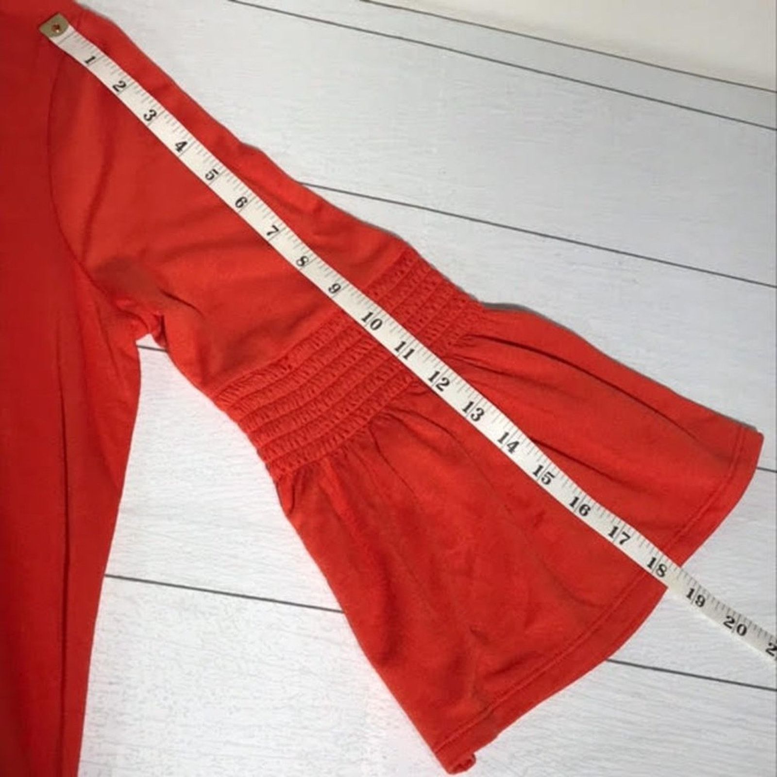 Other a.n.a. Reddish Orange Knit Cropped Bell Sleeve Shift Dress Size L / US 10 / IT 46 - 8 Thumbnail